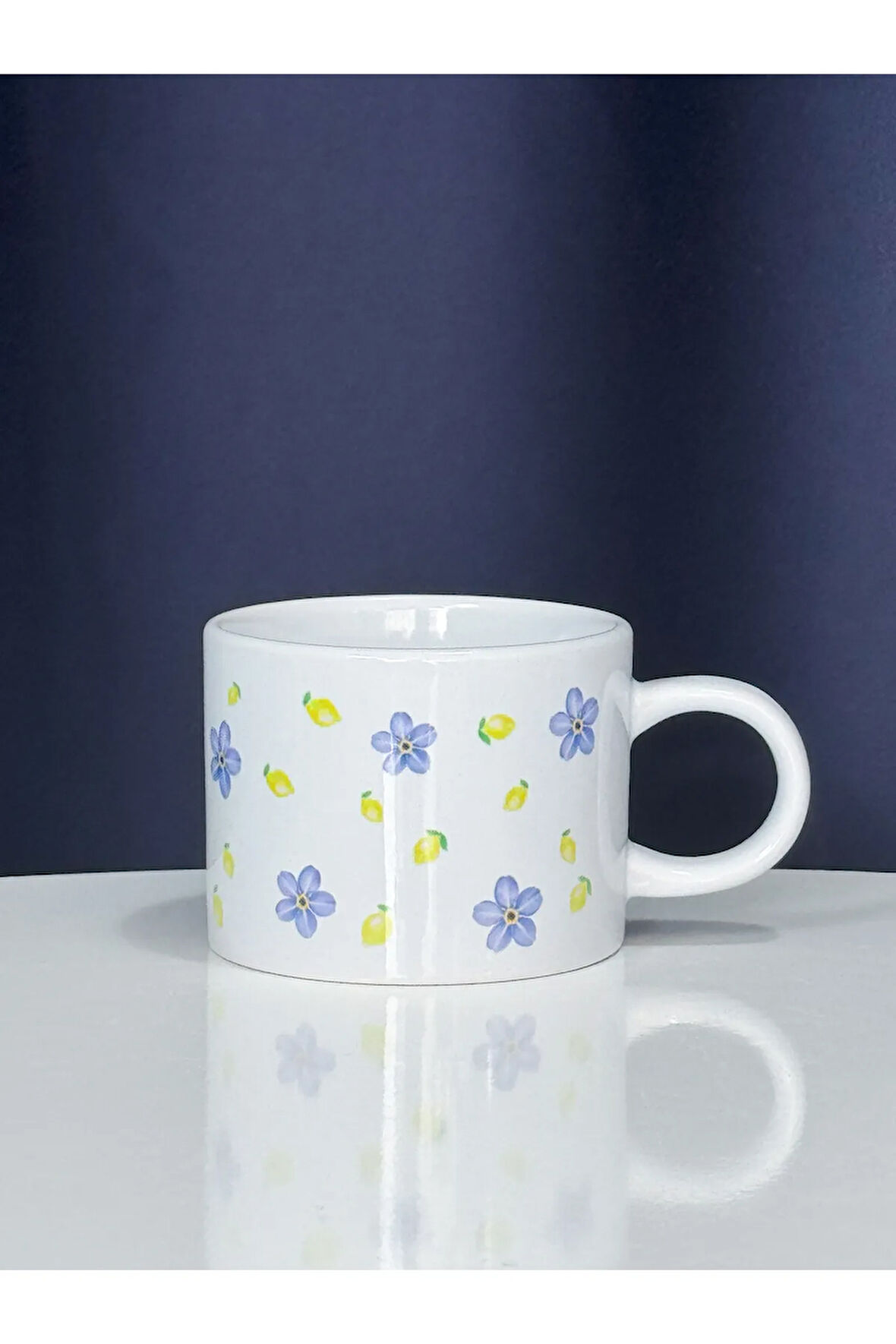 Limon Çiçek Kupa Bardak Kahve Mug