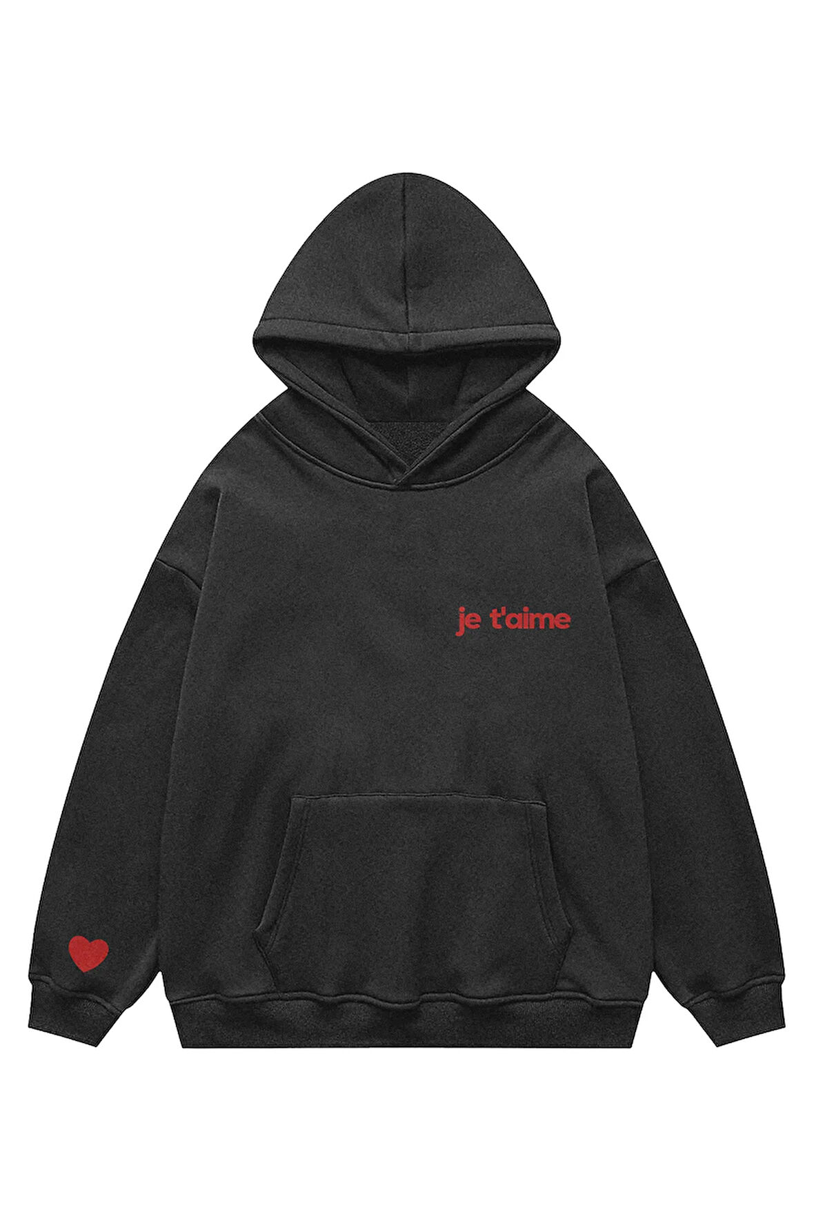 Unisex je  t'aime Sweatshirt Kapşonlu Hoodie