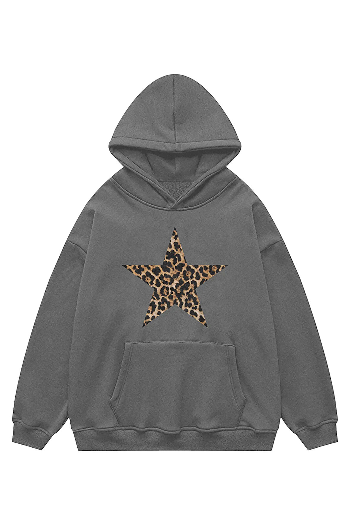 Unisex Leopard Star Sweatshirt Kapşonlu Hoodie