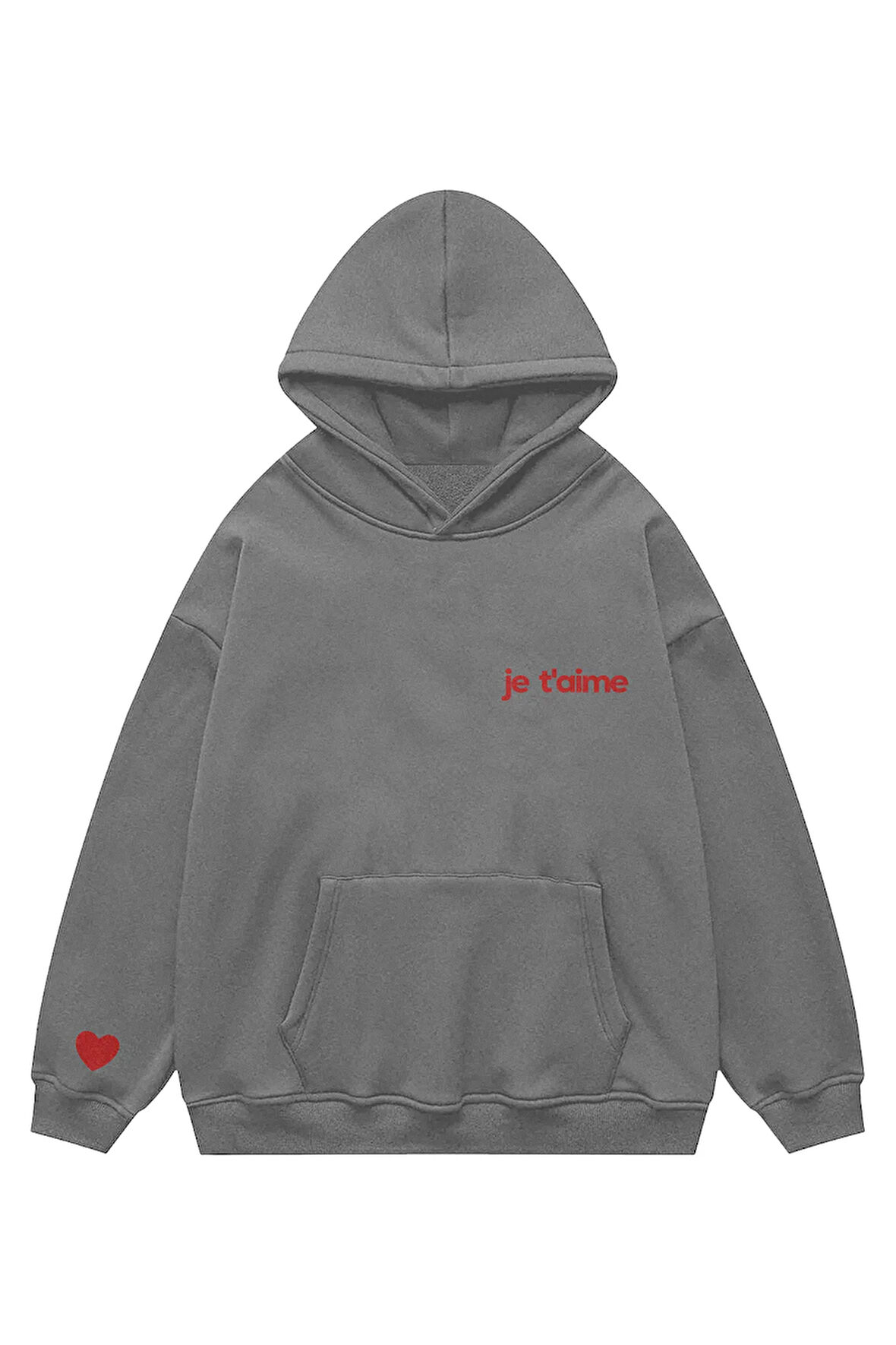 Unisex je  t'aime Sweatshirt Kapşonlu Hoodie