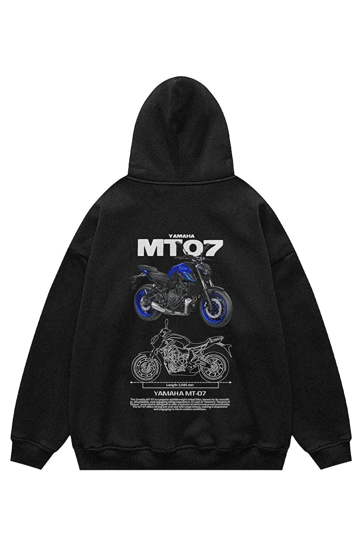 Unisex Yamaha MT 07 Sweatshirt Kapşonlu Hoodie