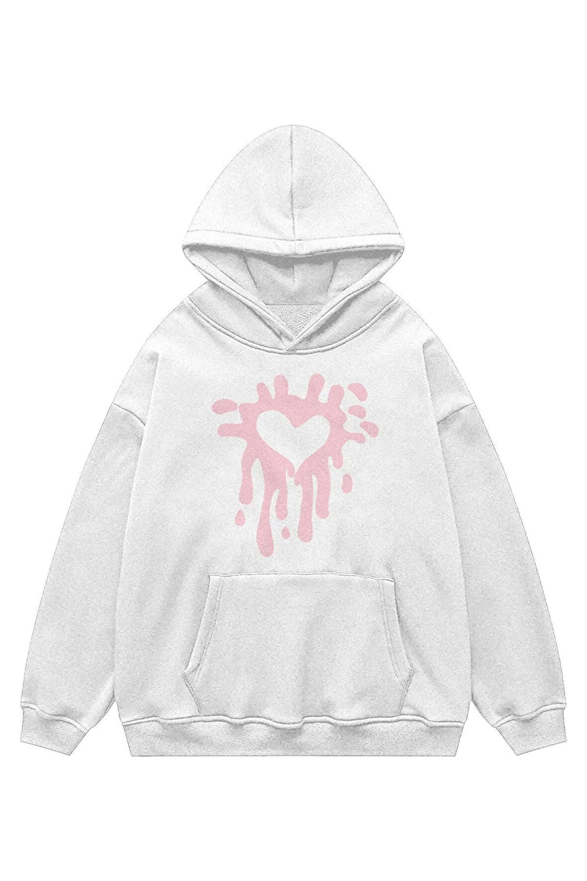 Unisex Graffiti Heart Kapşonlu Sweatshirt Hoodie