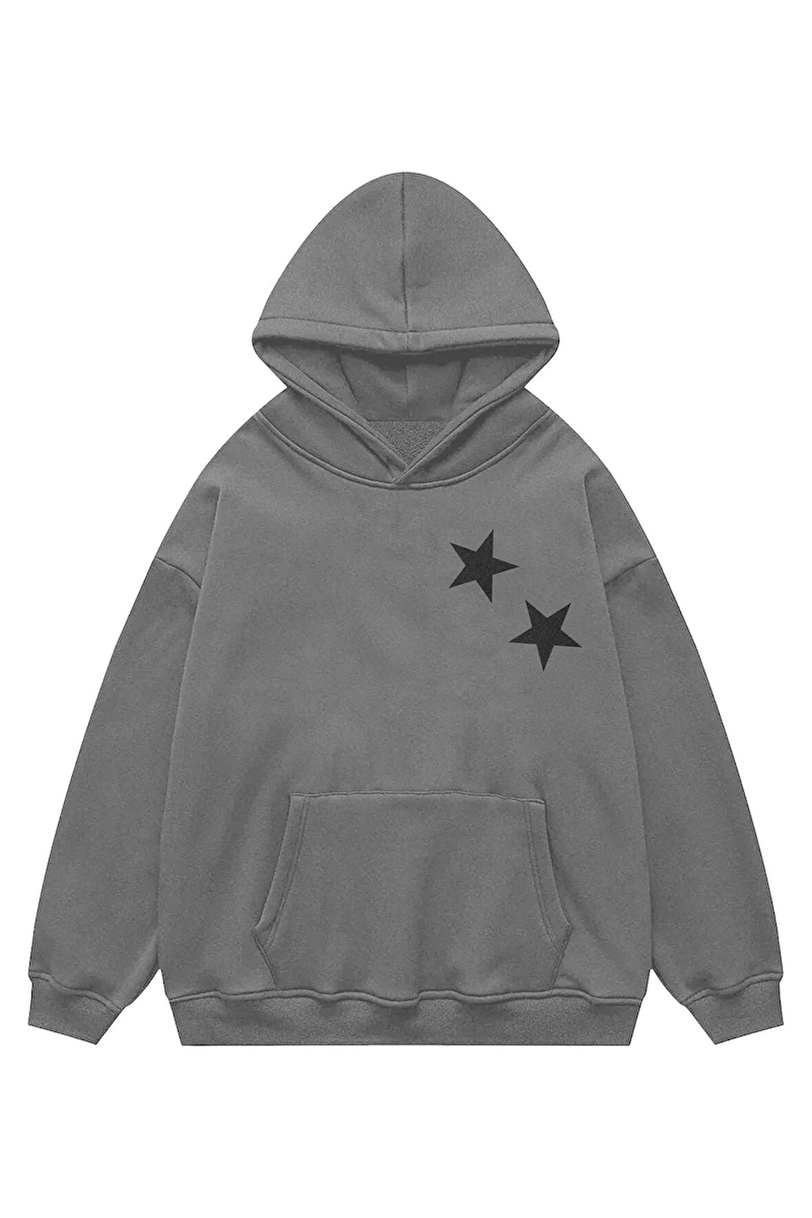 Unisex Black Star Sweatshirt Kapşonlu Hoodie