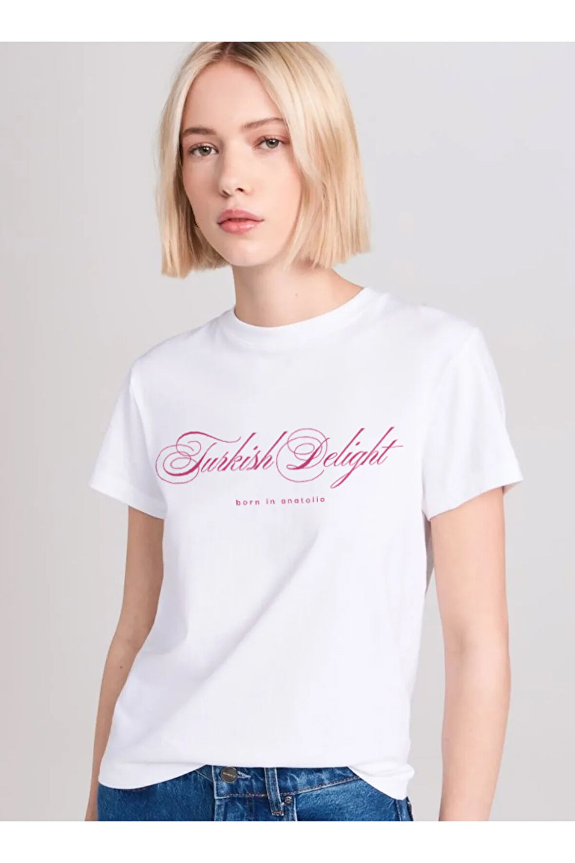 Turkish Delight Baskılı Bisiklet Yaka Basic Trend Kadın T-shirt