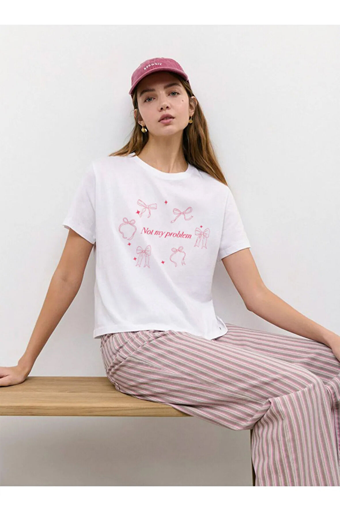 Not My Problem Baskılı Bisiklet Yaka Basic Trend Kadın T-shirt