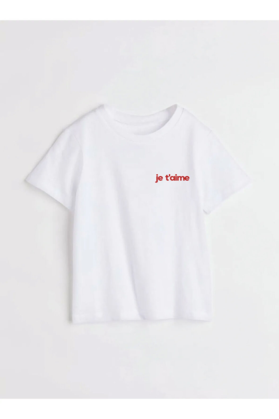 je t'aime Baskılı Bisiklet Yaka Basic Trend Kadın T-shirt