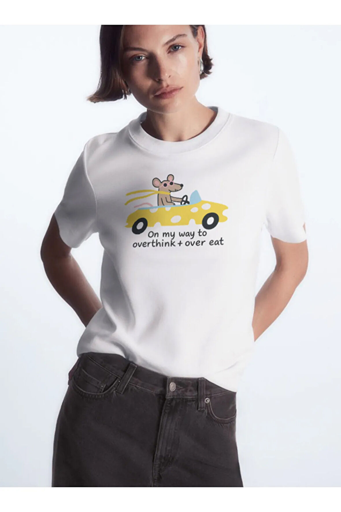 On My Way Baskılı Bisiklet Yaka Basic Trend Kadın T-shirt