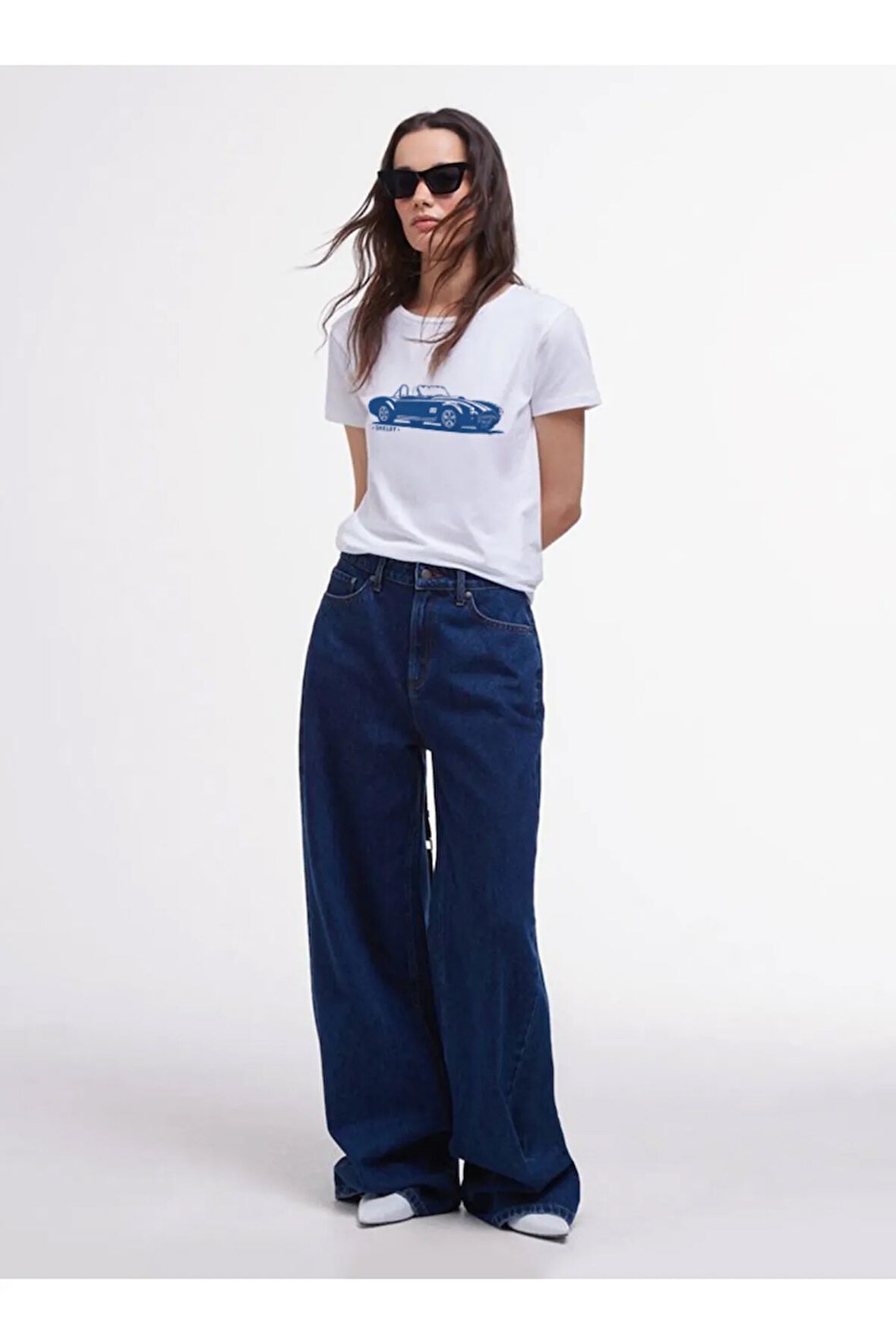 Shelby Baskılı Bisiklet Yaka Basic Trend Kadın T-shirt