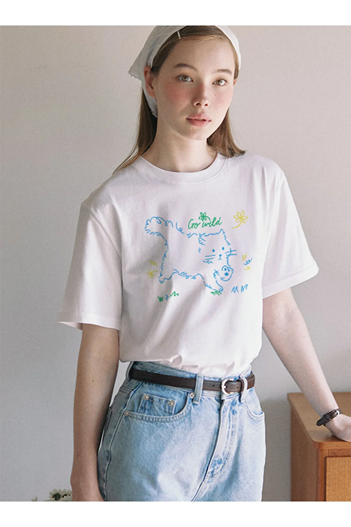 Go wild Baskılı Bisiklet Yaka Basic Trend Kadın T-shirt