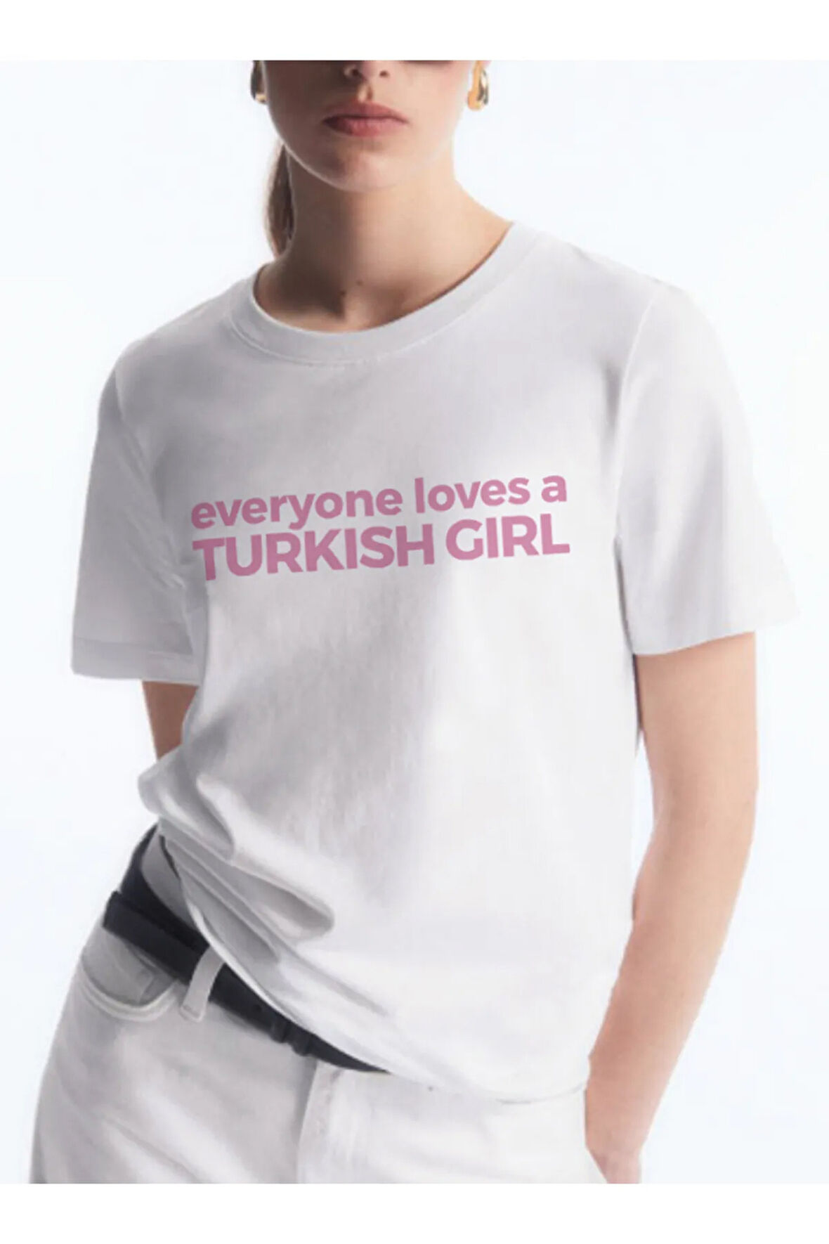 Turkish Girl Baskılı Bisiklet Yaka Basic Trend Kadın T-shirt