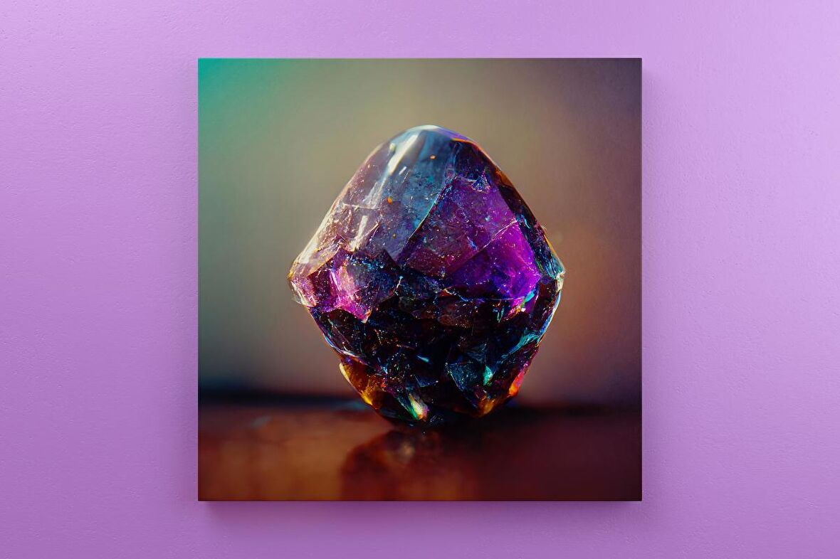Renkli Geoid Kristal Dekoratif Kare Kanvas Tablo
