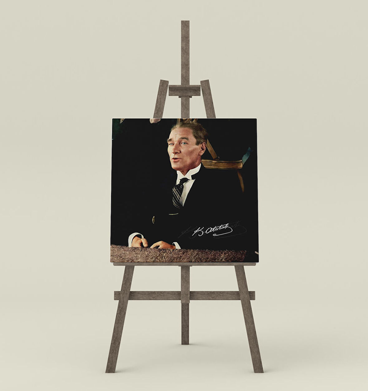 Büyük Önder Mustafa Kemal ATATÜRK Portre Dekoratif Kare Kanvas Tablo