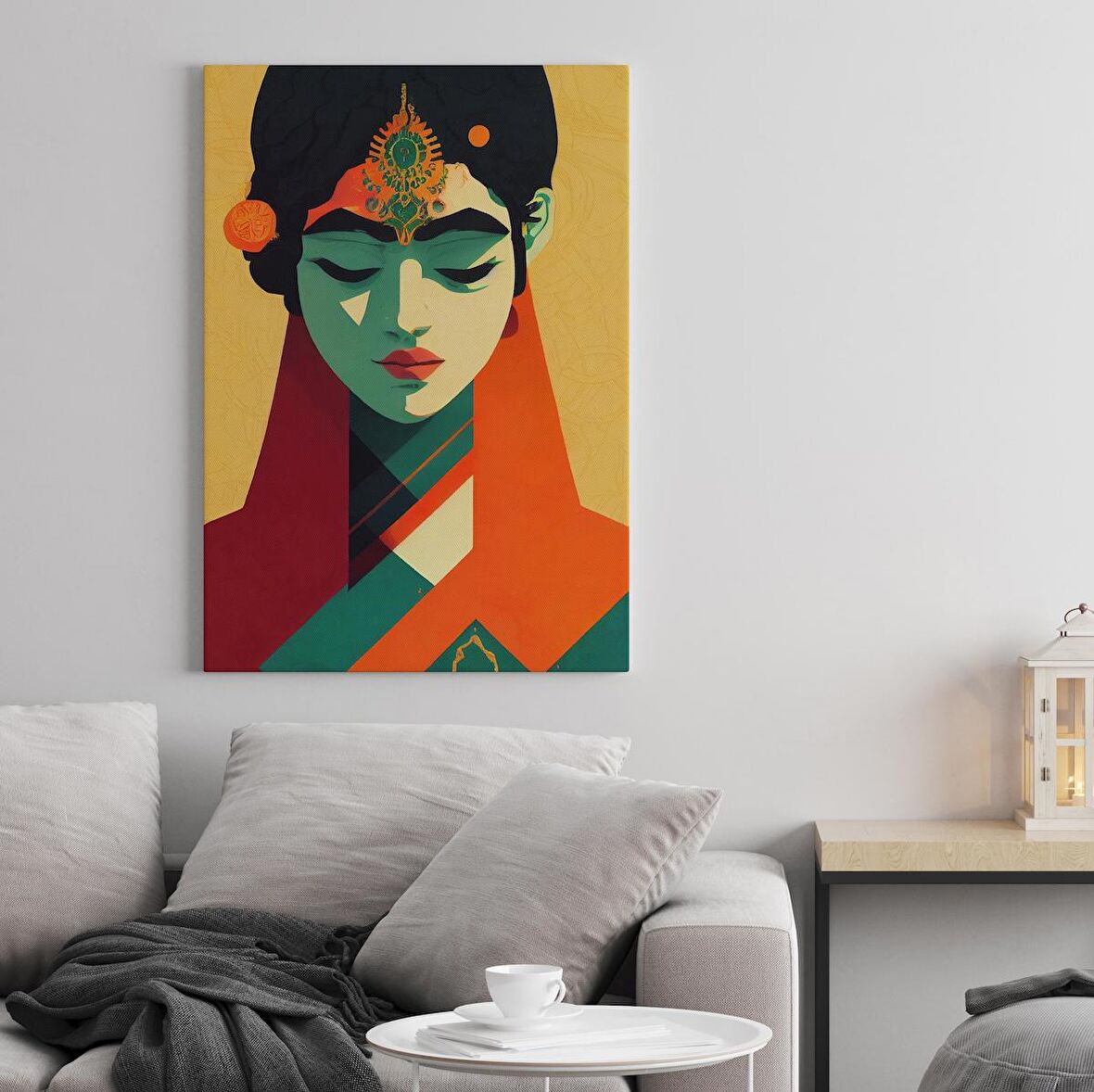 Tanrıça Krishna Portre Dekoratif Dikey Kanvas Tablo