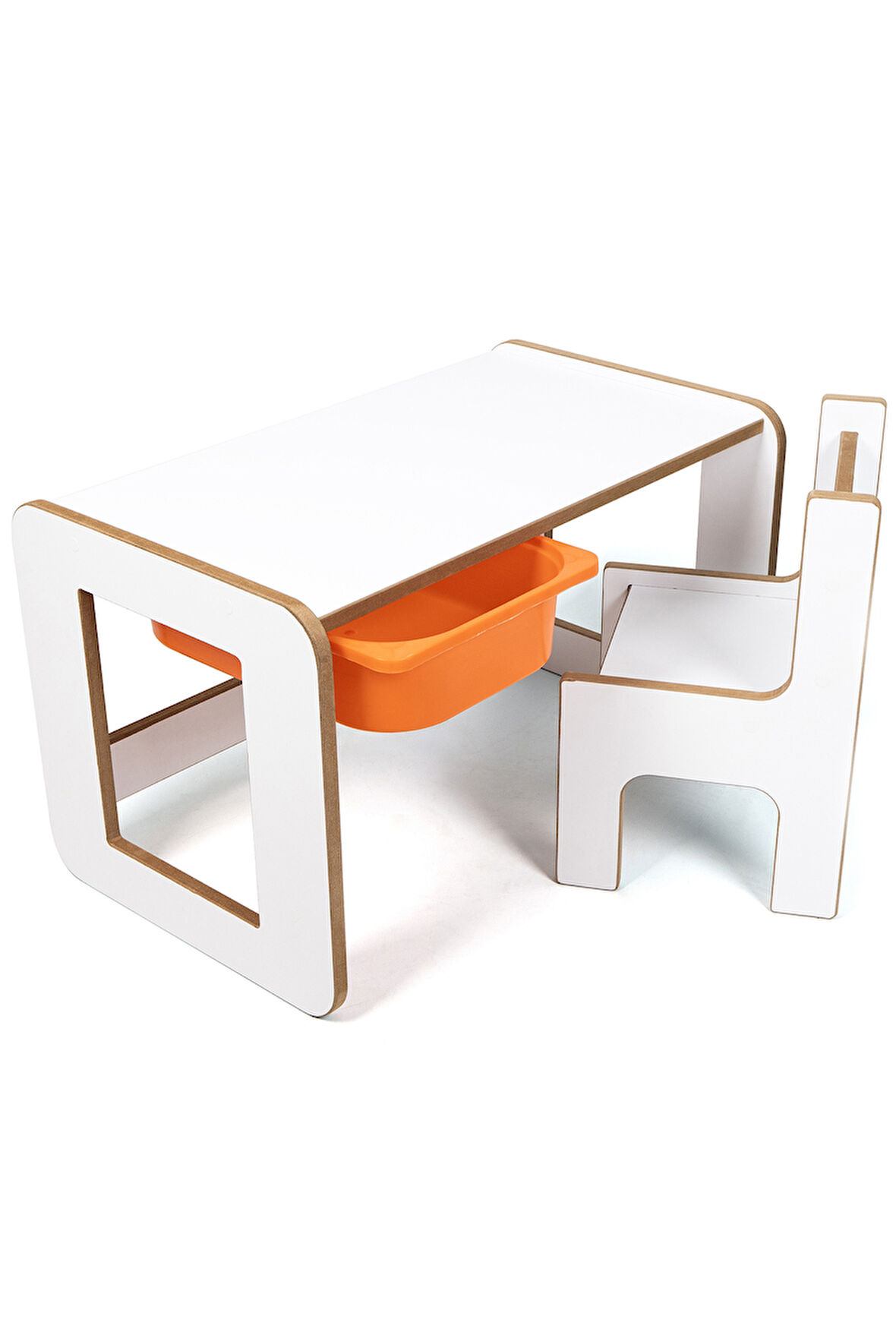 Çocuk Oyun, Aktivite ve Etkinlik Masası, Beyaz-Turuncu, 18mm 1.Sınıf MDF