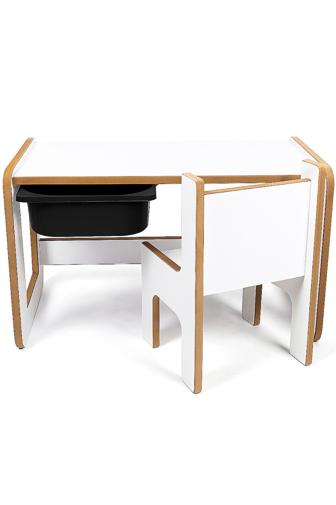 Çocuk Oyun, Aktivite ve Etkinlik Masası, Beyaz-Siyah, 18mm 1.Sınıf MDF