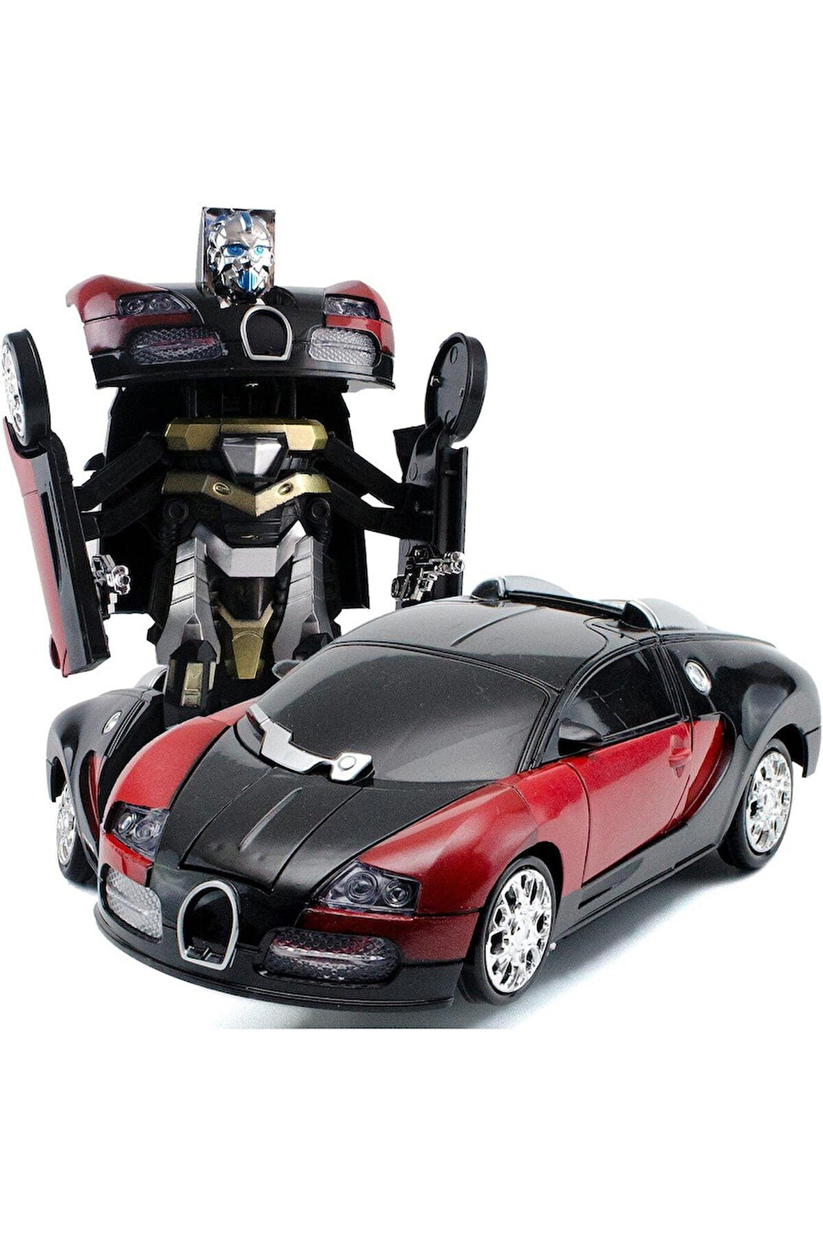 Transformers Mavi Robota Dönüşebilen Bugatti Araba Işıklı Sesli Müzikli Kendi Kendine Gezen 20 Cm