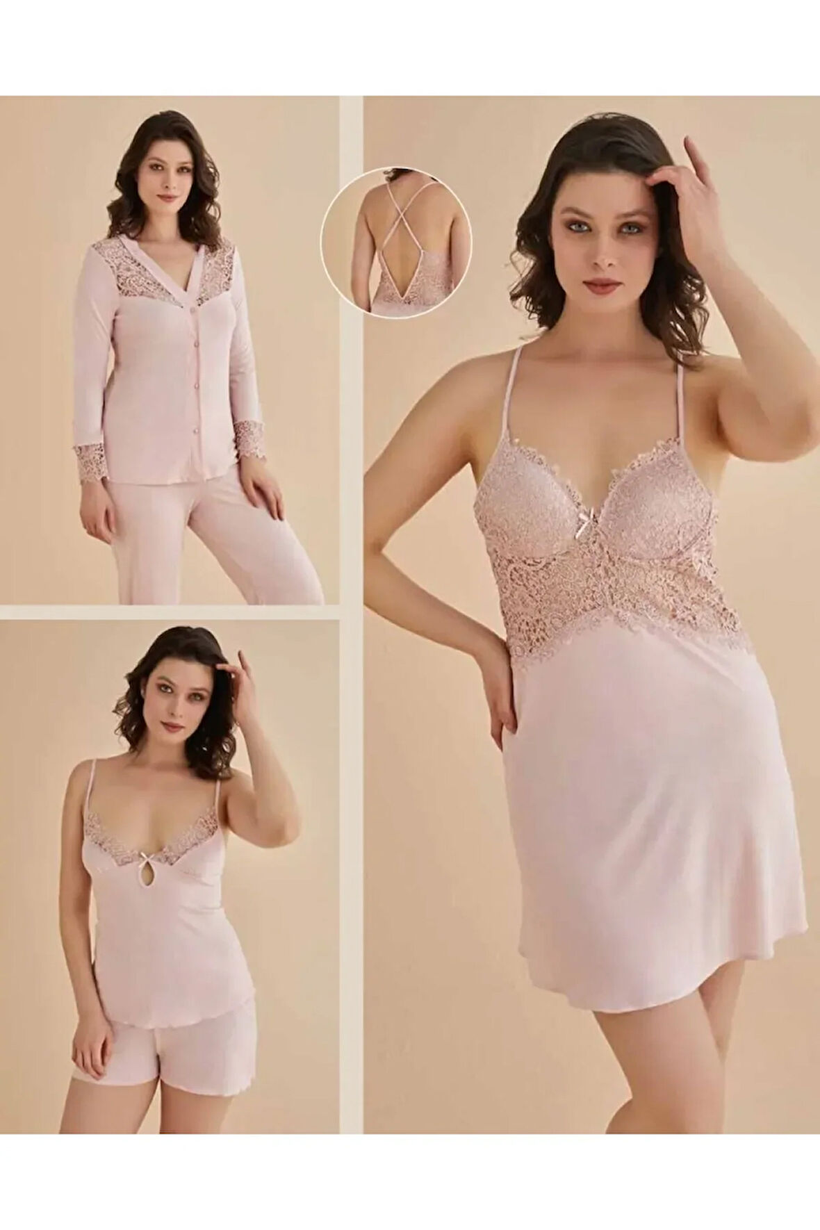 Kadın Penye 6'lı Gecelik Sabahlık Pijama Takımı Hediyelik & Çeyiz Seti D1.01.LL.02.013