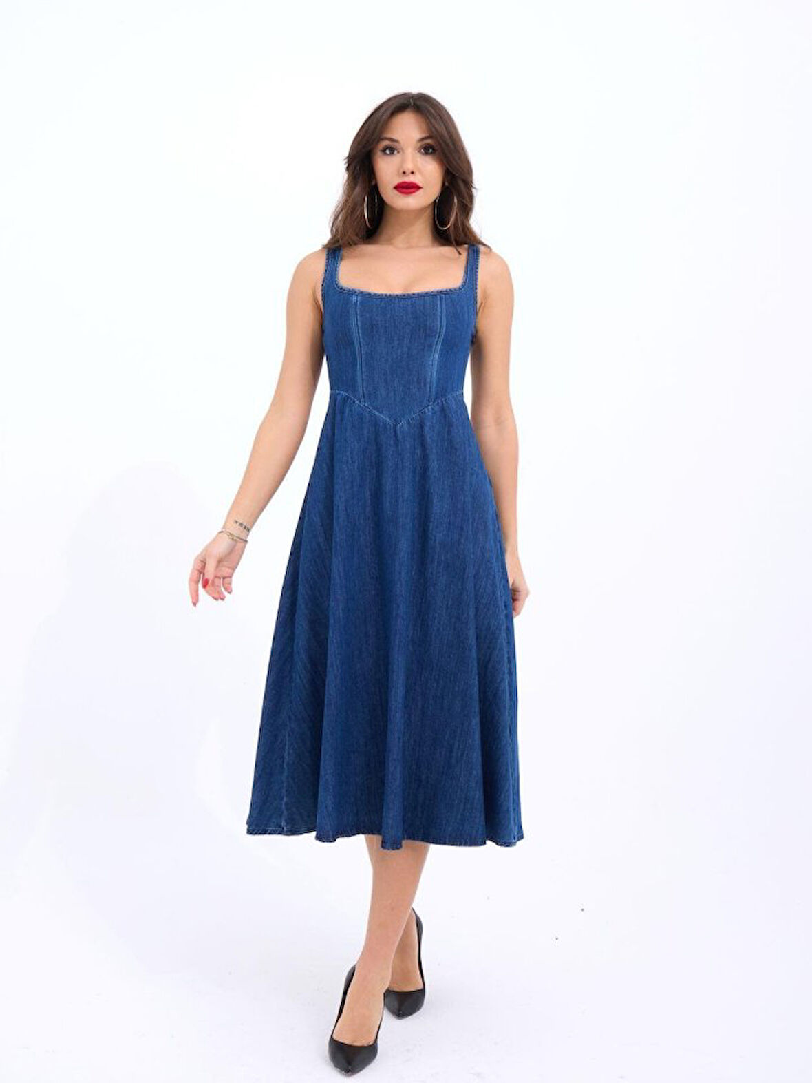 7142 KOT ELBİSE-MAVİ