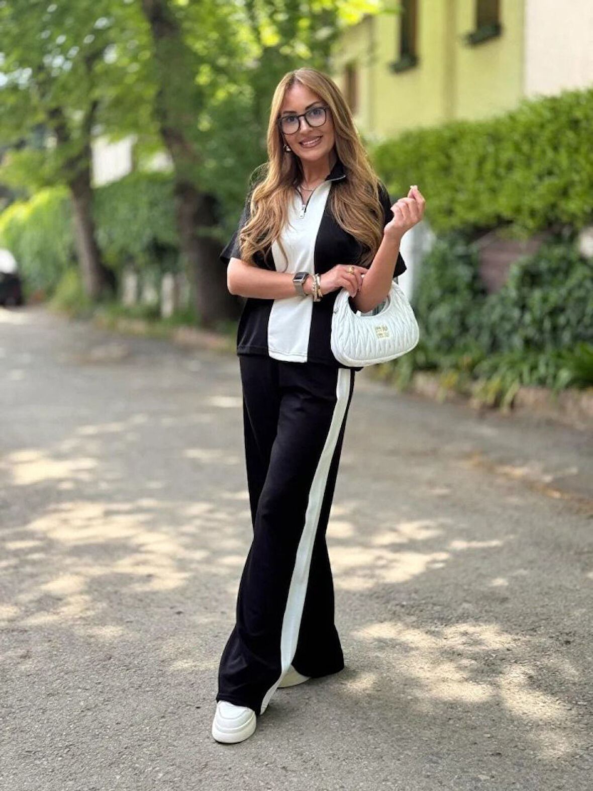 Kadın Modal Kumaş Yakası Fermuarlı şerit Detaylı Takım