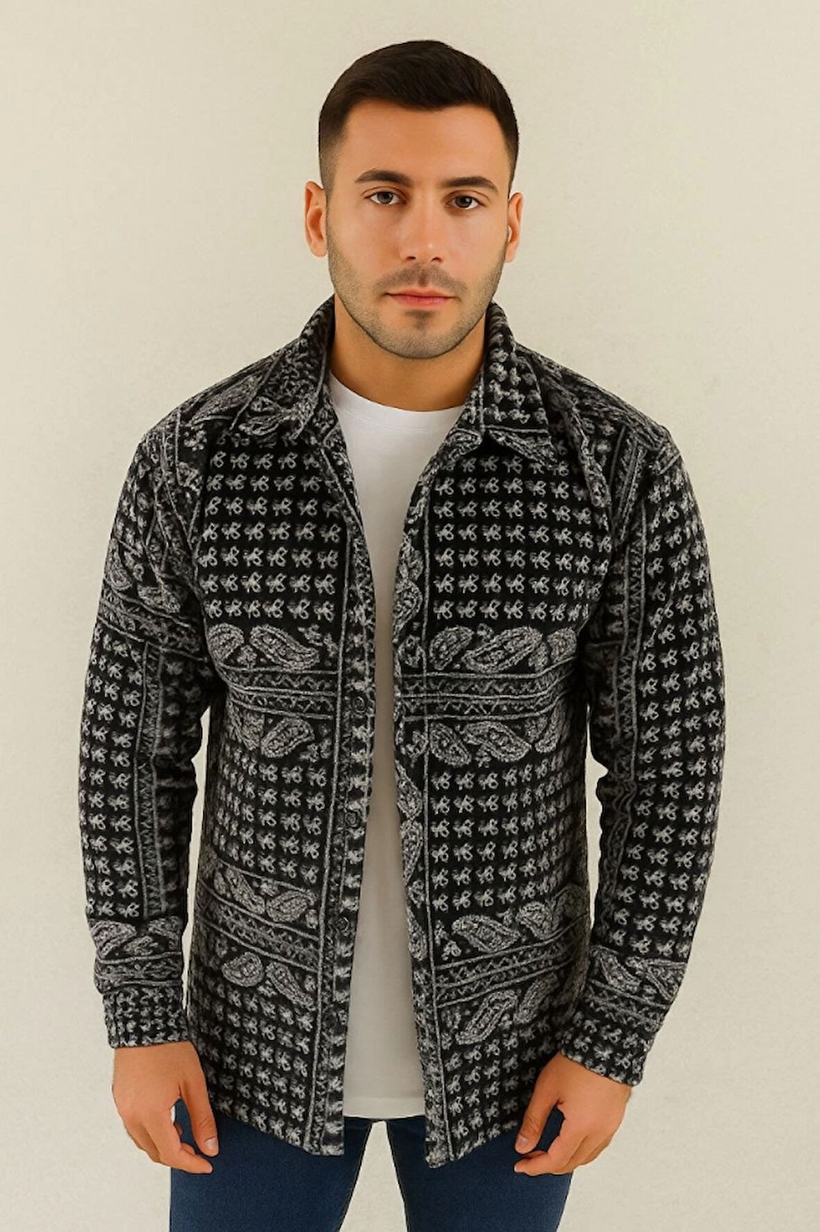 Erkek Polar Fermuarlı Sweatshirt - Kapüşonsuz, Cepli, Yumuşak Dokulu, Oversize Rahat Kalıp, Kışlık Sıcak Tutan Fermuarlı Üst - Siyah