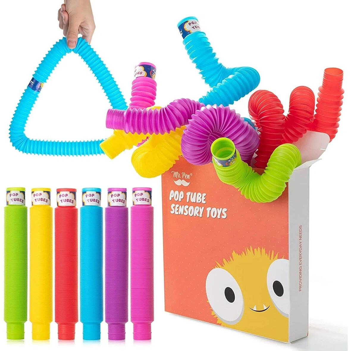 6'lı Pop Tubes Renkli Uzayan  Hortum Bükülebilir Aktivite Borusu’ Duyusal Algısal Motor Gelişim