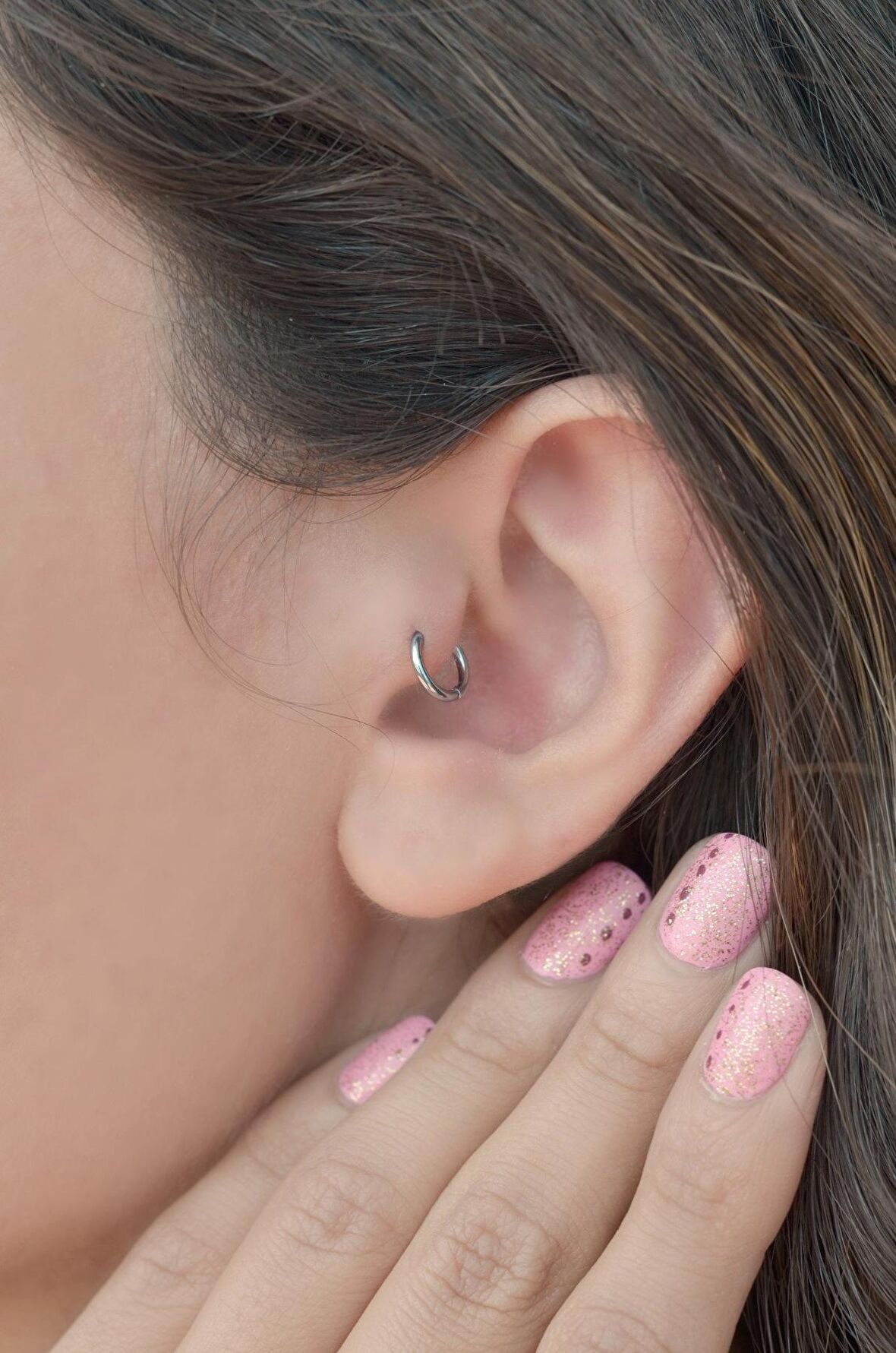 Düz Çelik Halka Tragus Piercing 6 mm Gümüş Renk