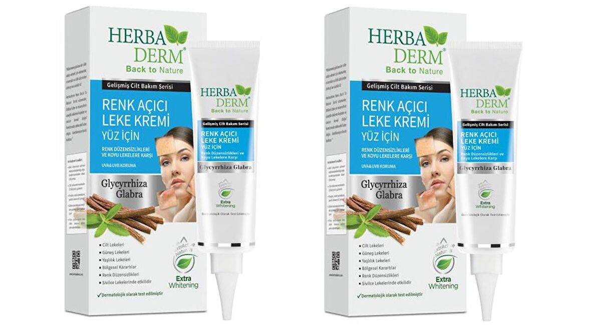 Herbaderm Renk Açıcı Leke Yüz Kremi spf 30 55ml x 2 adet