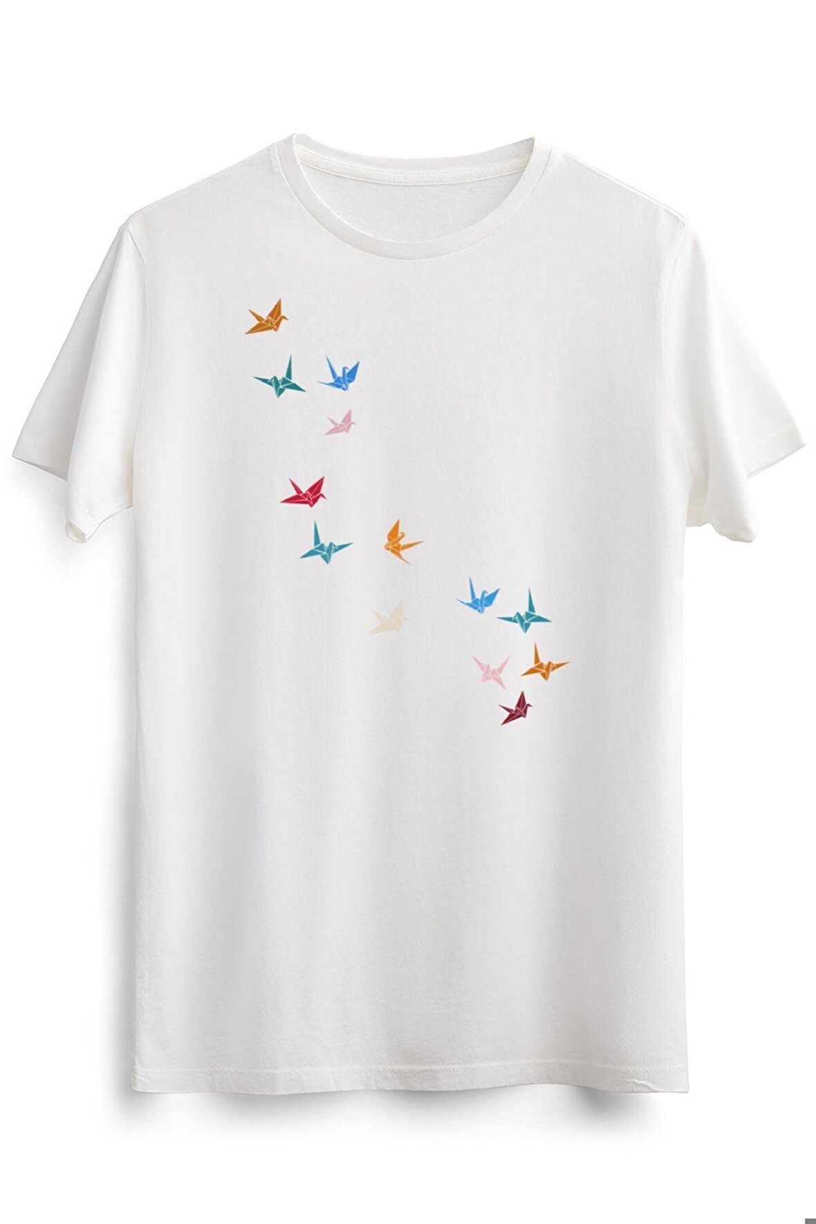 Erkek Beyaz Flying Paper Cranes Birds
