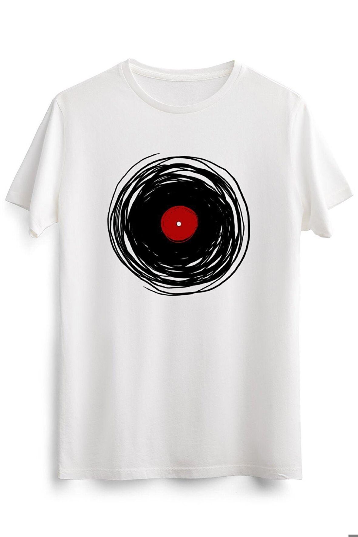 Erkek Beyaz Spinning With A Vinyl Record - Retro Music Dj