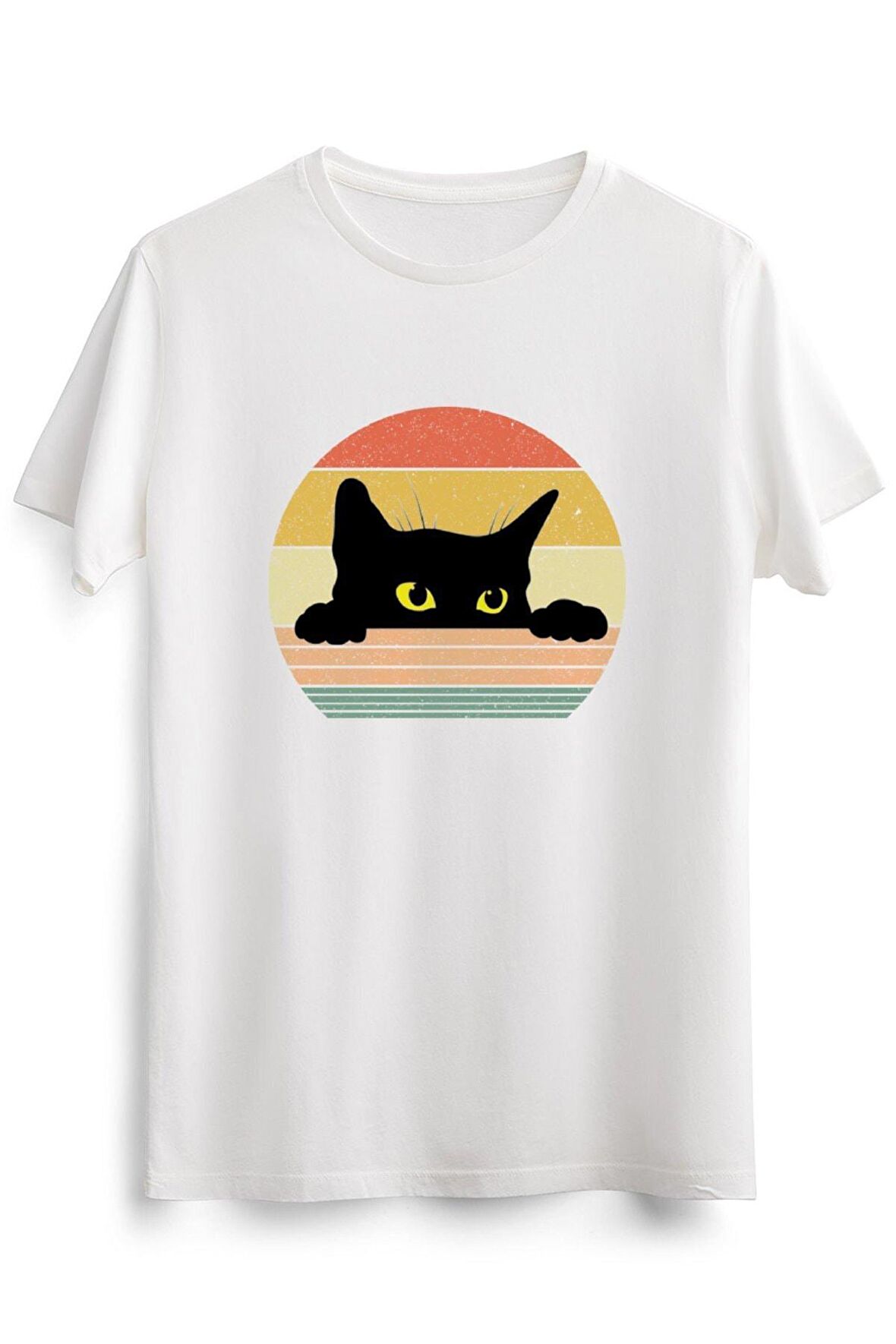 Erkek Beyaz Cat Tee Retro Style