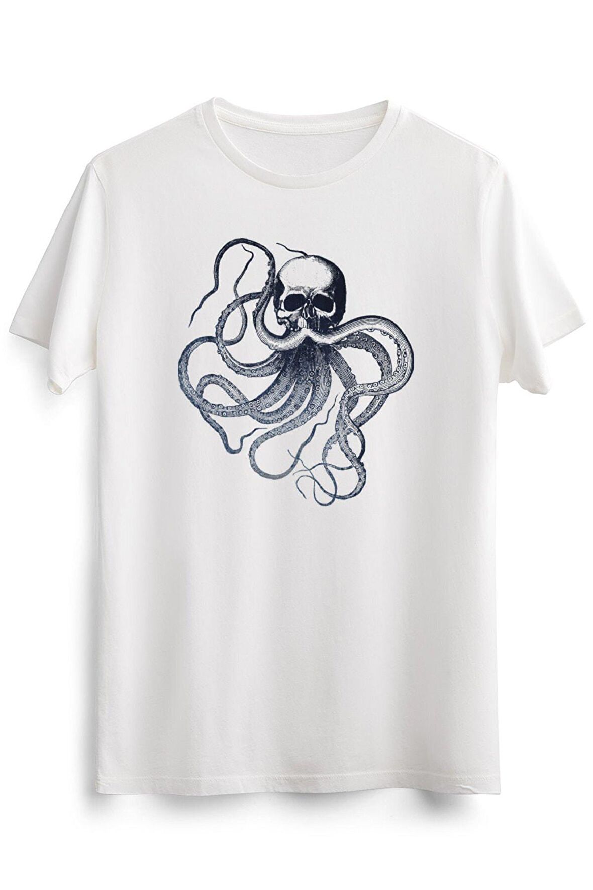 Erkek Beyaz Skull And Octopus
