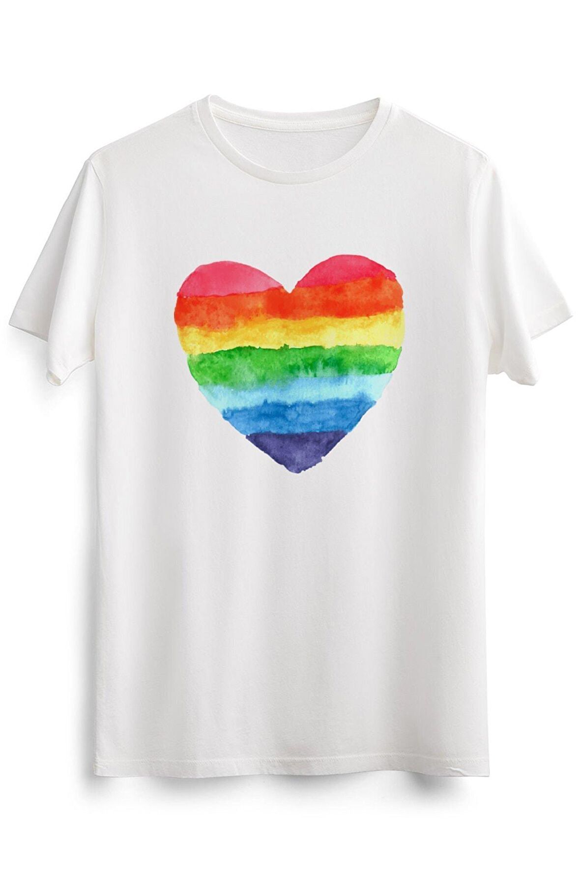 Erkek Beyaz Rainbow Heart