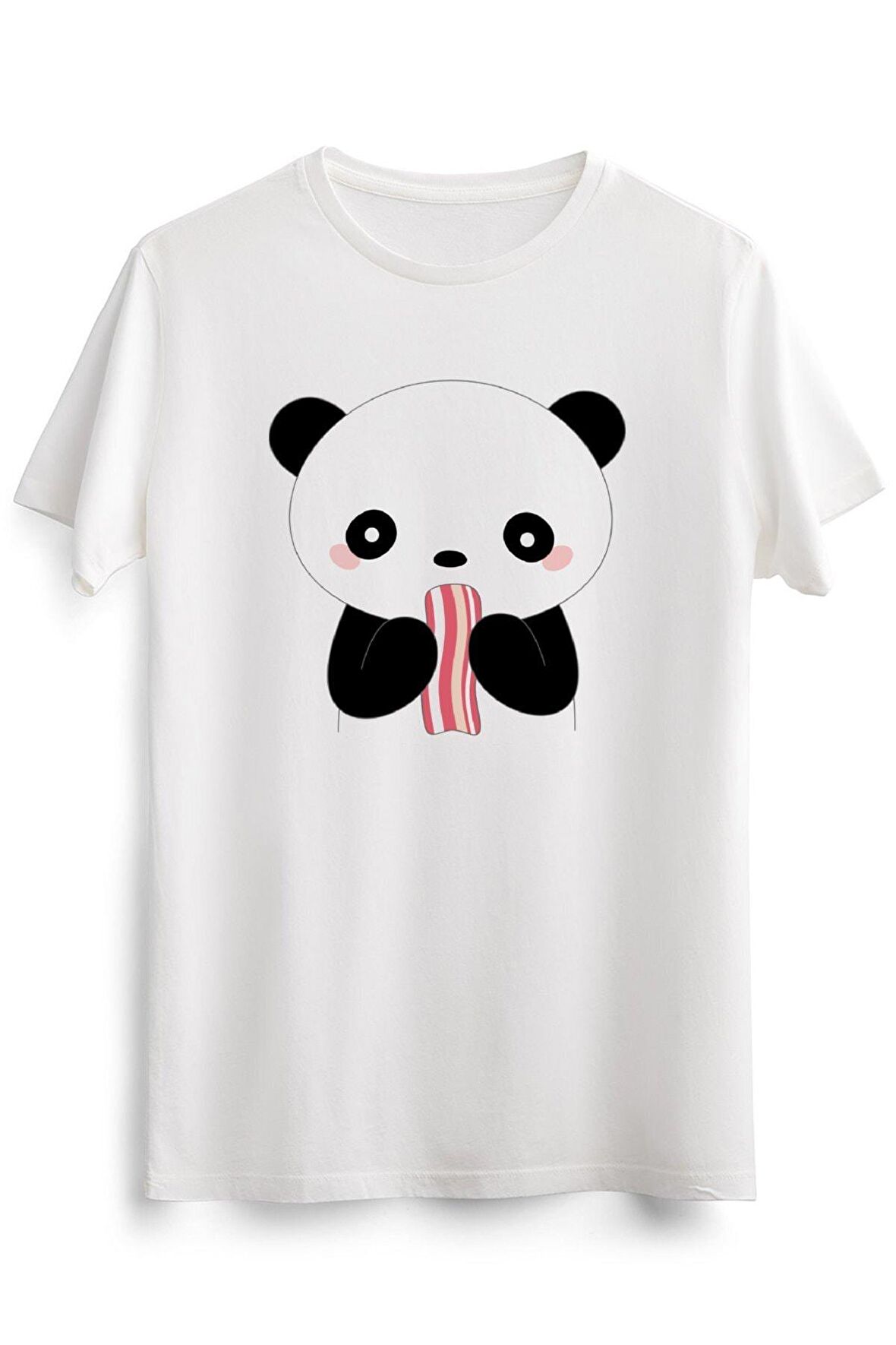 Erkek Beyaz Kawaii Cute Bacon Loving Panda