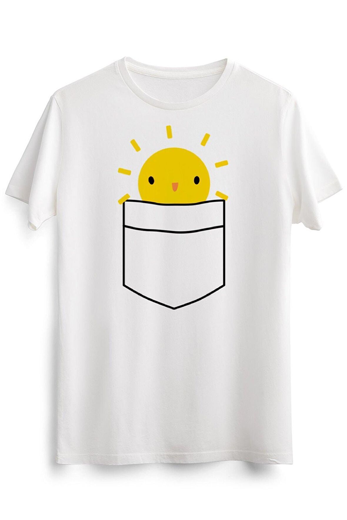 Erkek Beyaz Kawaii Pocket Full Of Sunshine Pun
