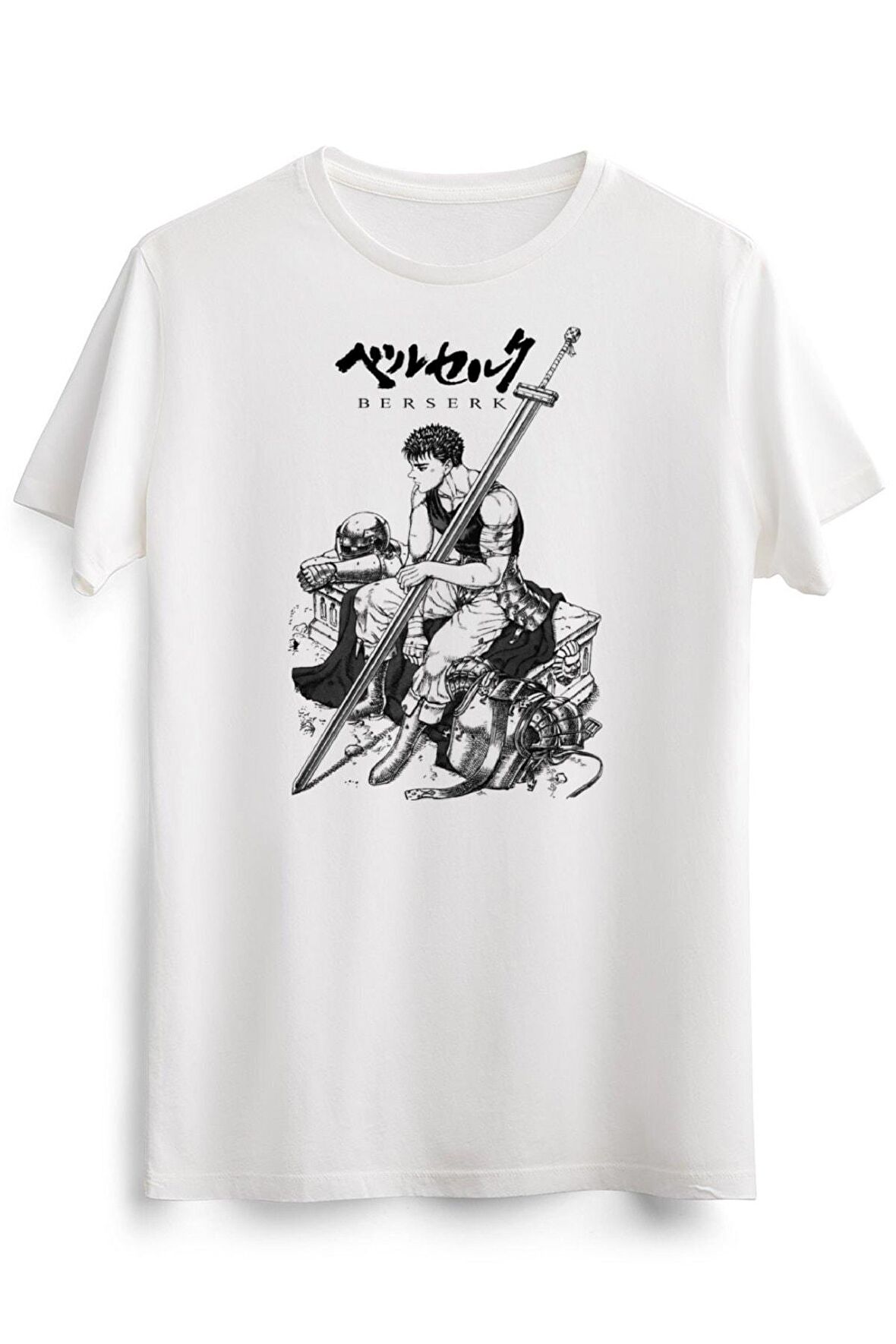 Unısex Beyaz Berserk, Guts Anime