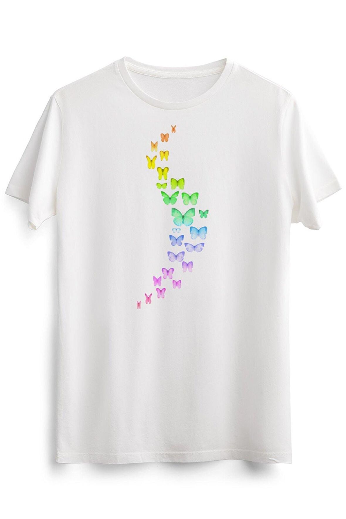 Erkek Beyaz Rainbow Colored Butterflies