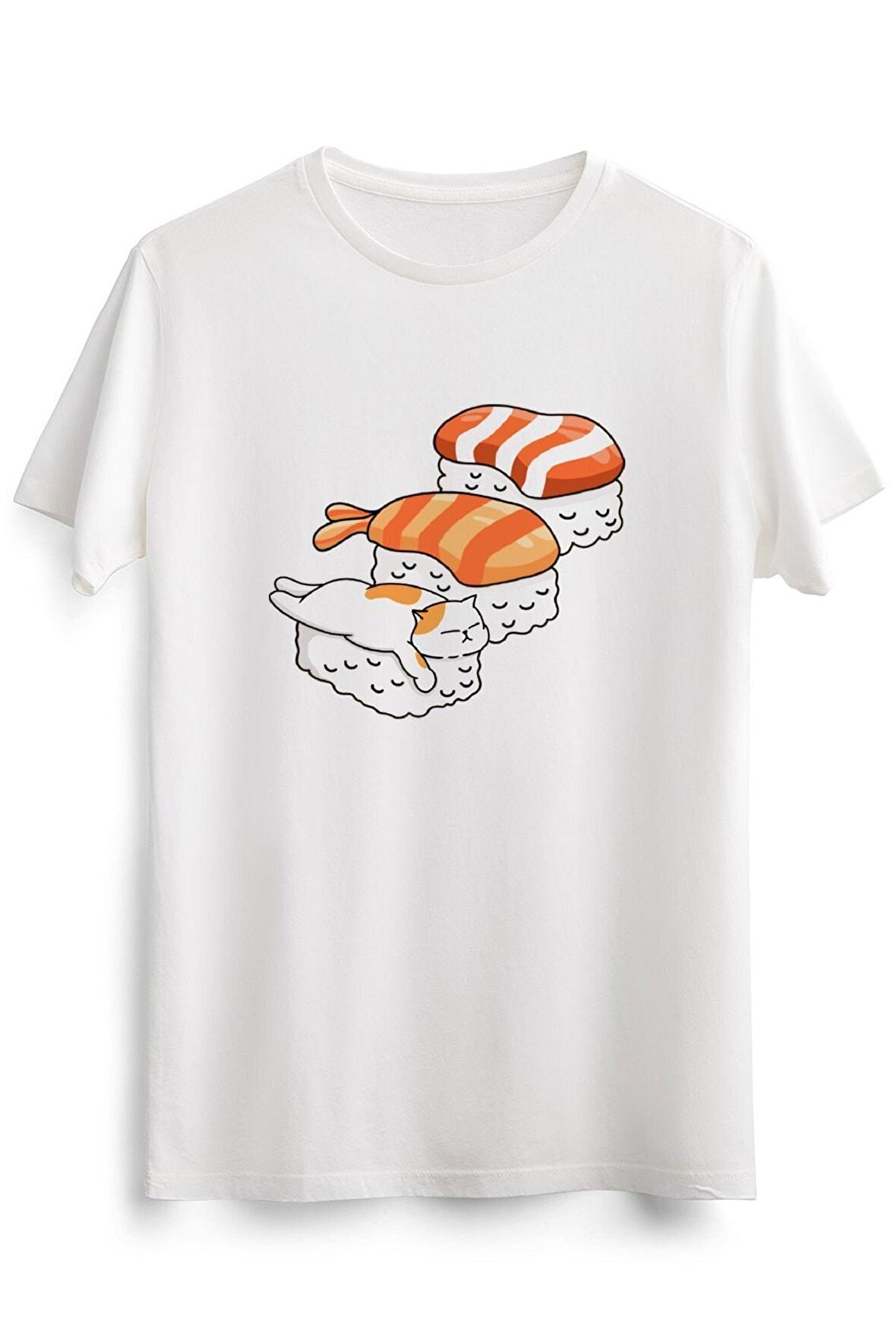 Erkek Beyaz Cat And Sushi