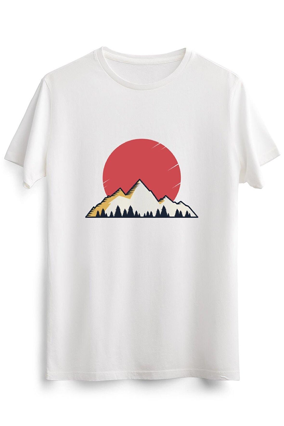 Erkek Beyaz Minimalist Mountain