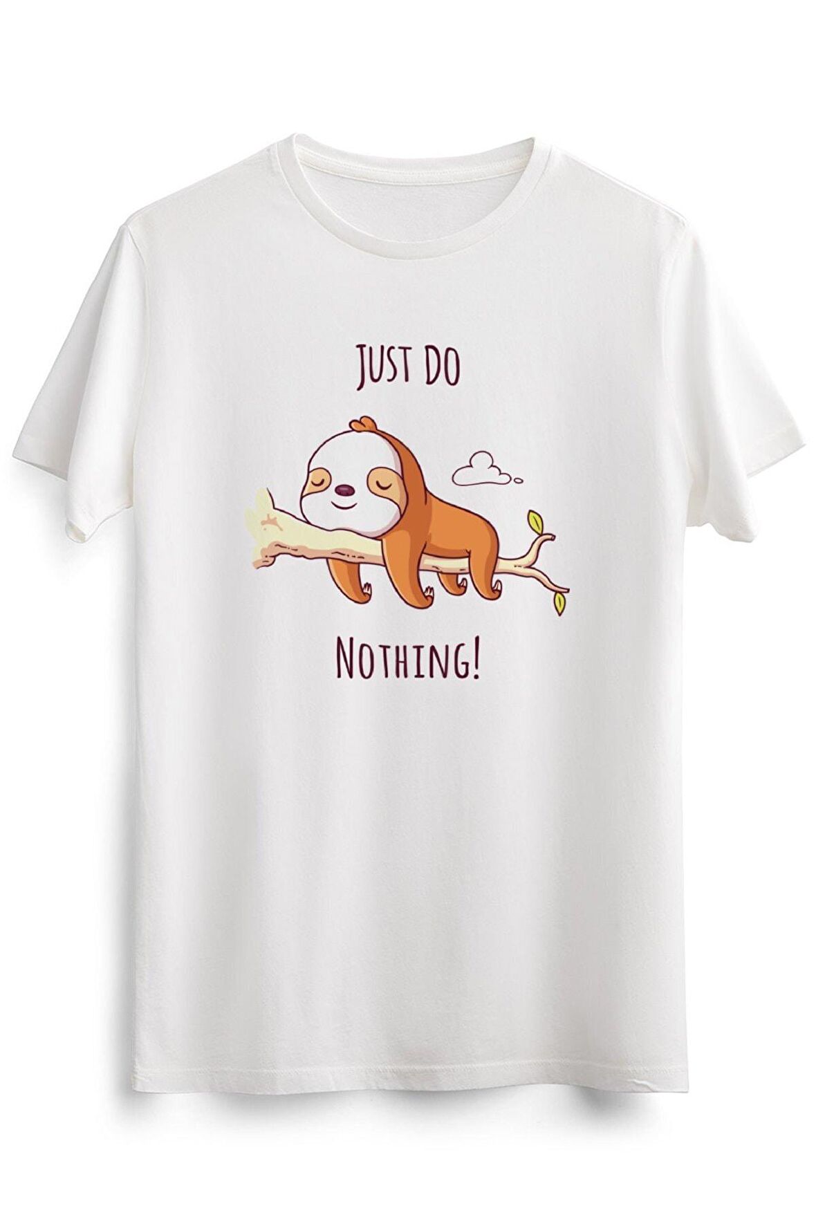 Erkek Beyaz Just Do Nothing - Lazy Sloth