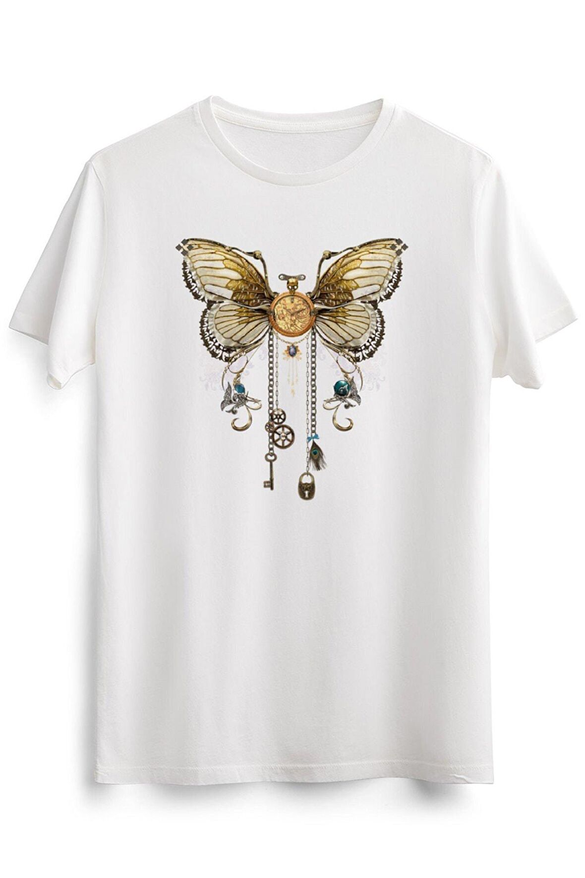 Erkek Beyaz Steam Punk Butterfly