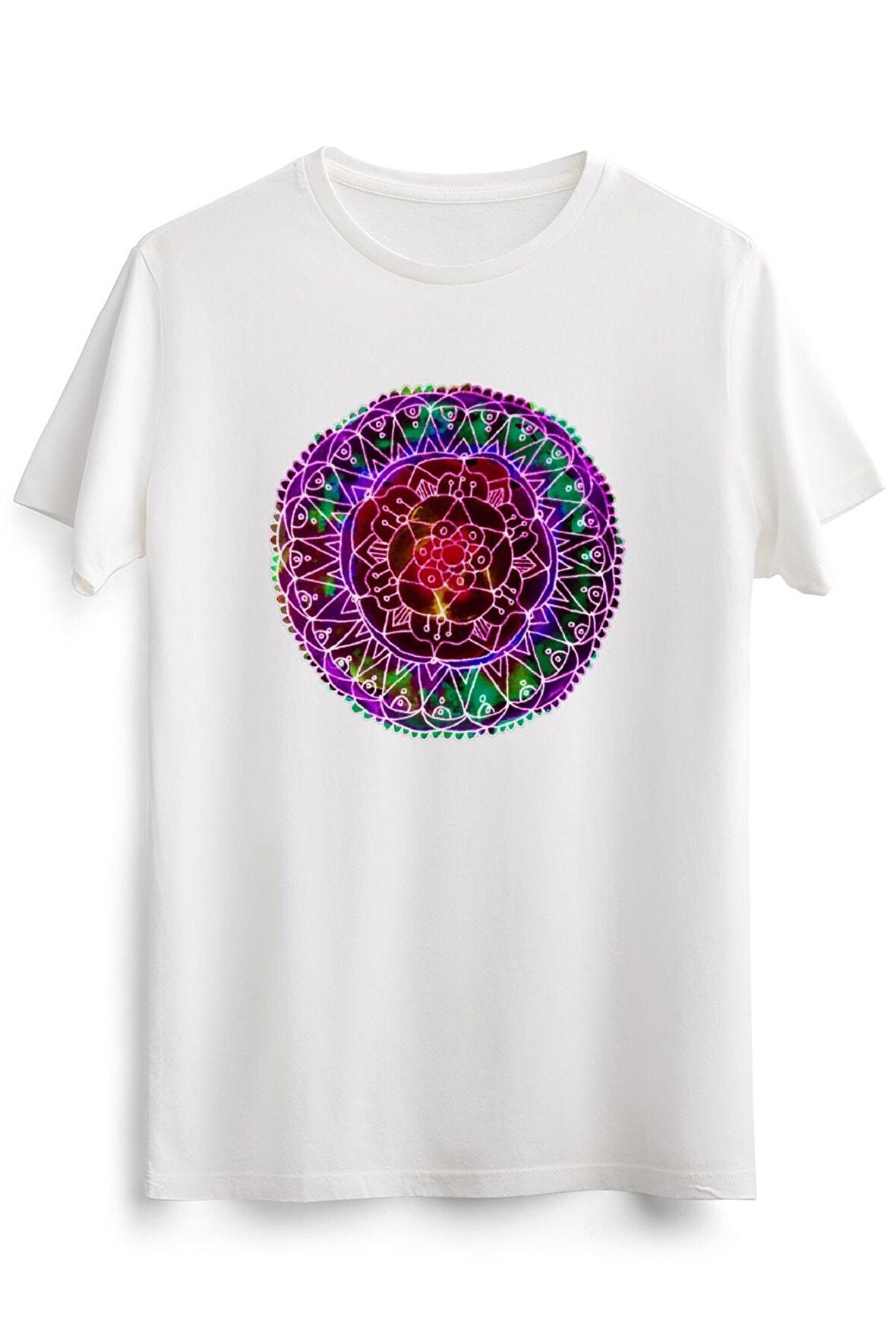 Erkek Beyaz Boho Colorwheel Mandala