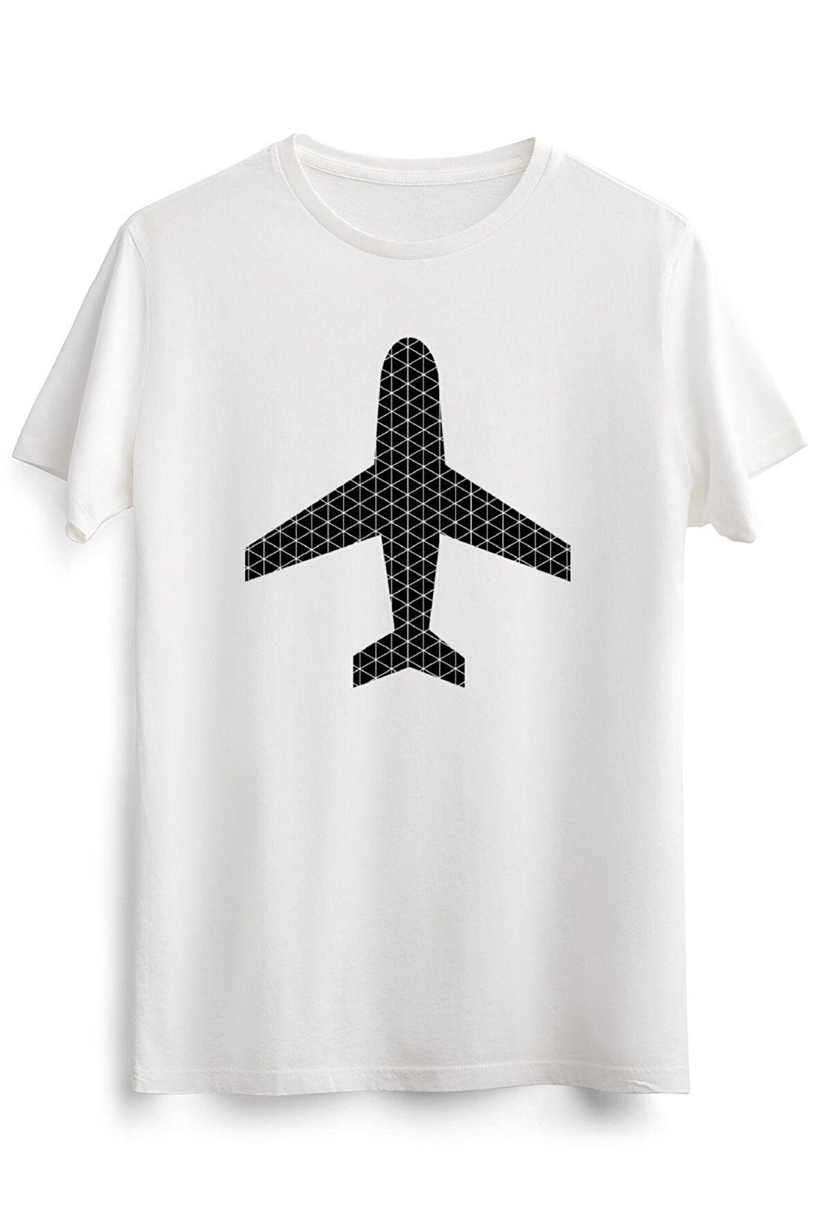 Erkek Beyaz Plane Silhouette With Vector Grid Lines
