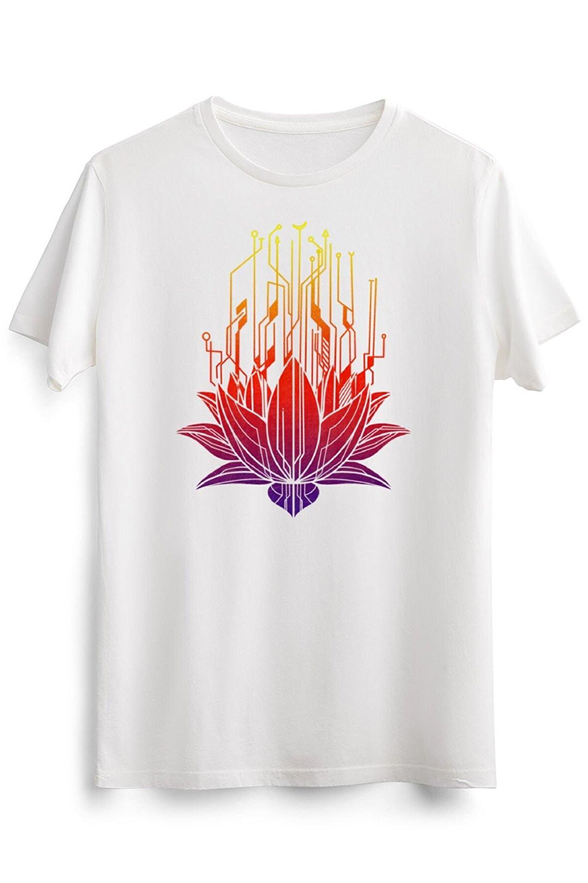 Erkek Beyaz Modern Lotus Flower On Colours
