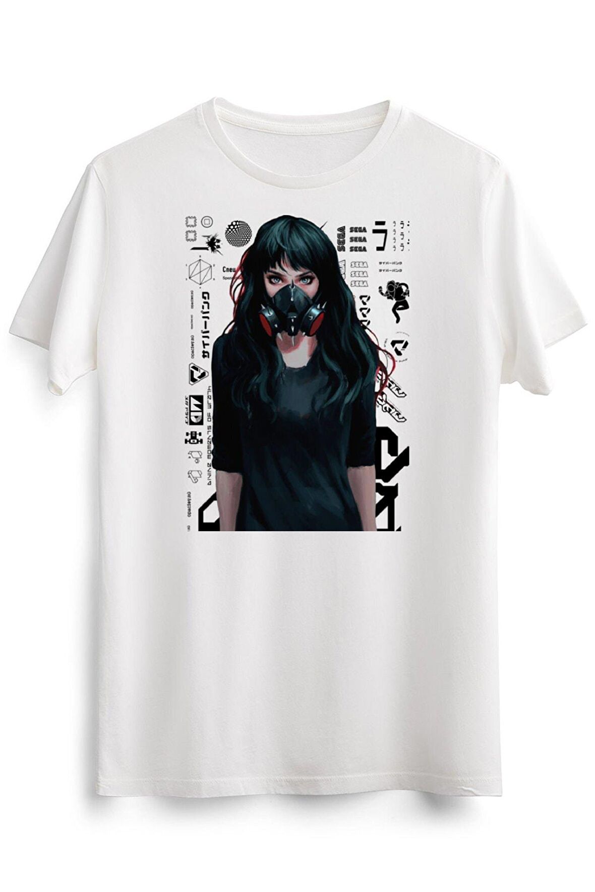 Erkek Beyaz Cool Gamer Girl Vaporwave Gas Mask Style