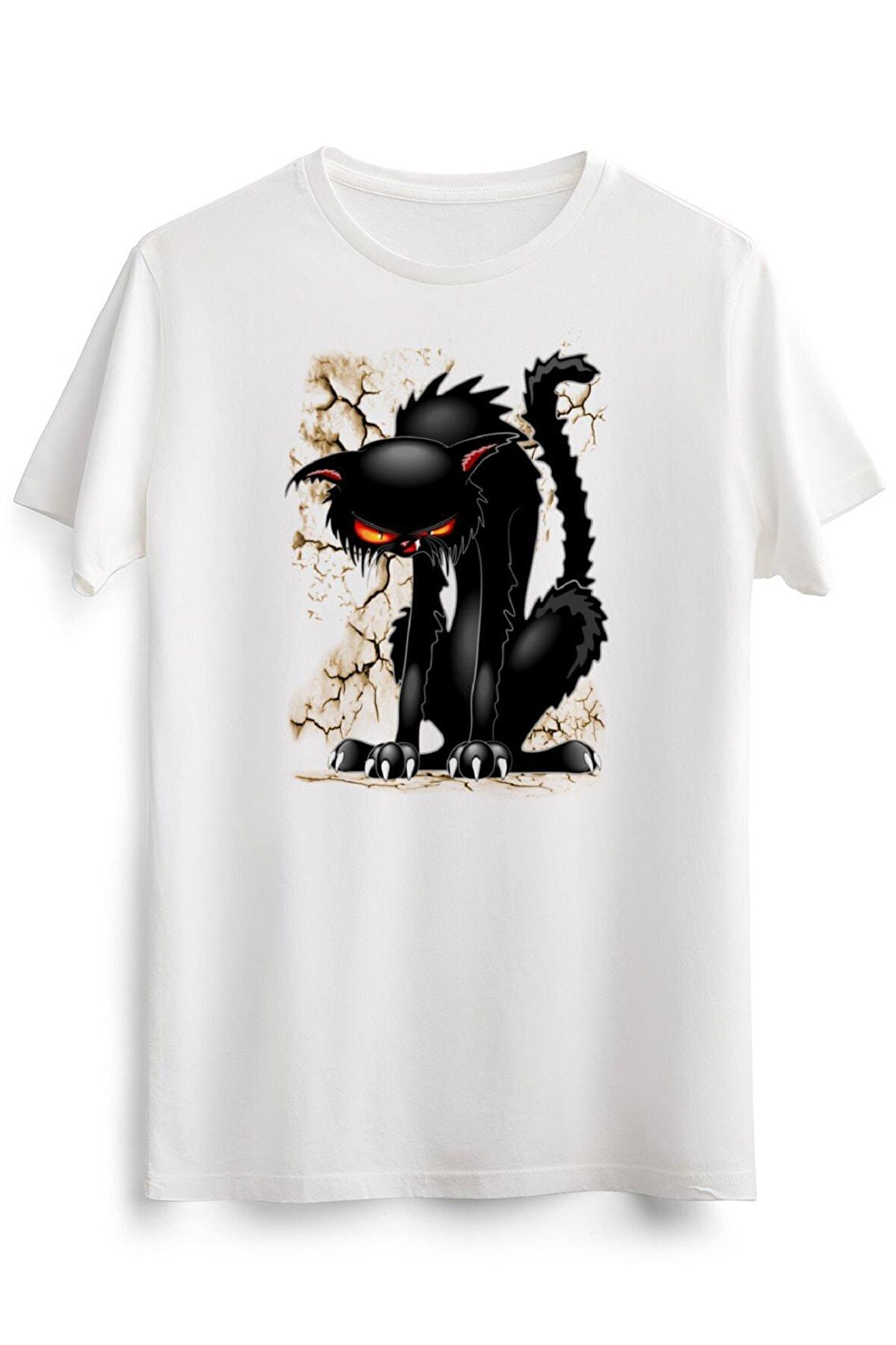 Erkek Beyaz Black Cat Evil Angry Funny Character