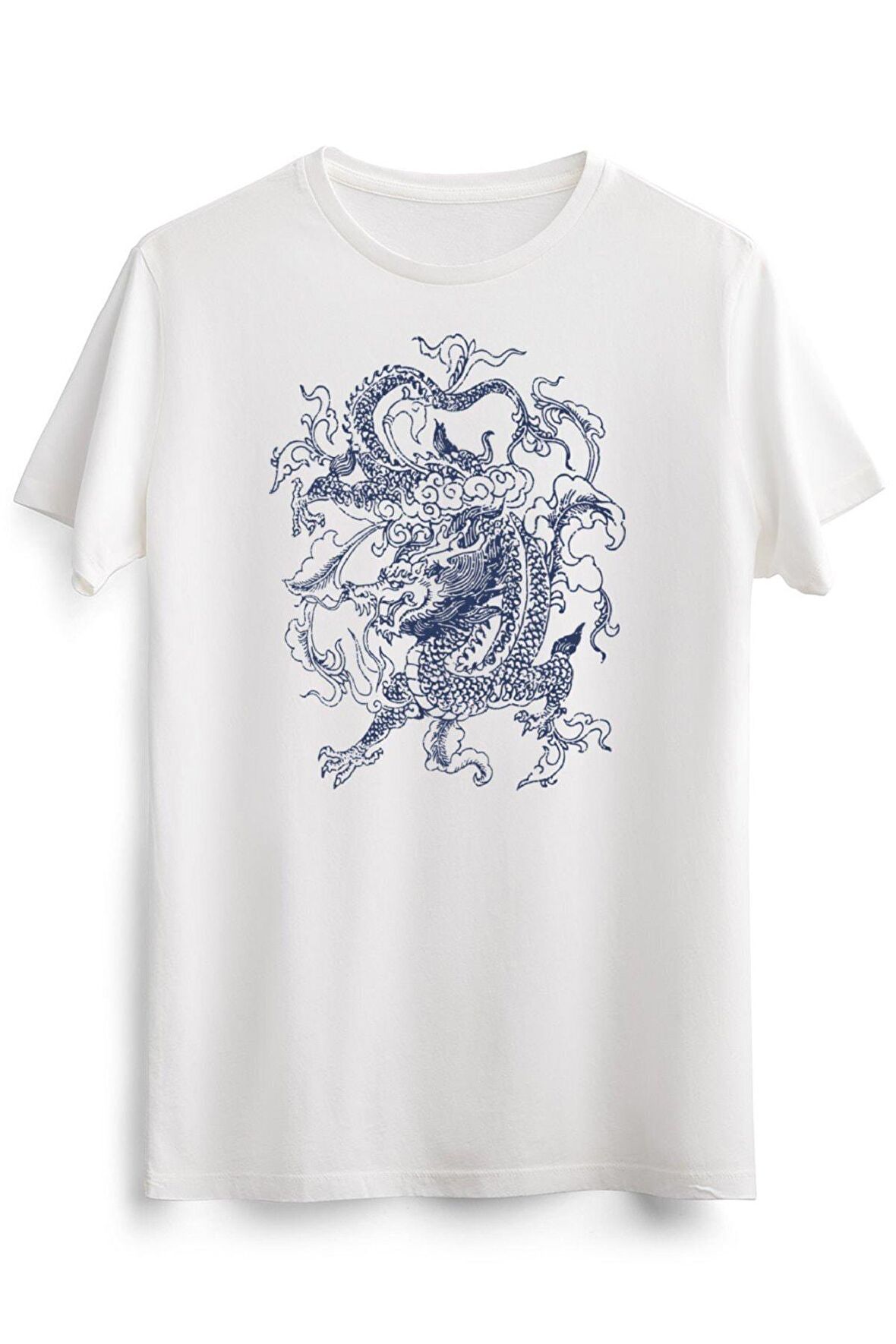 Erkek Beyaz Vintage Rustic Dragon