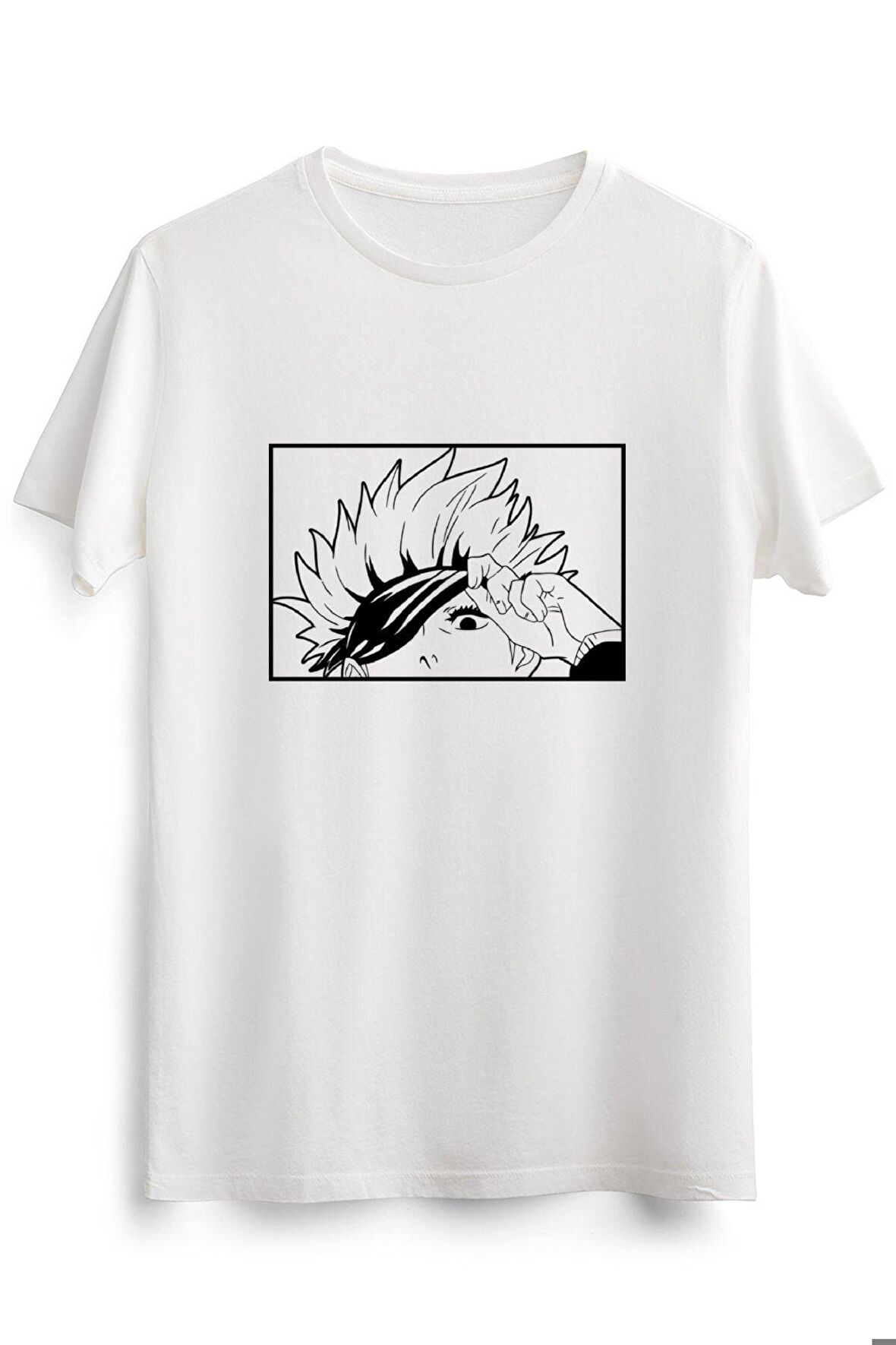 Erkek Beyaz Jujutsu Kaisen Gojo Satoru Minimalistic Design V2