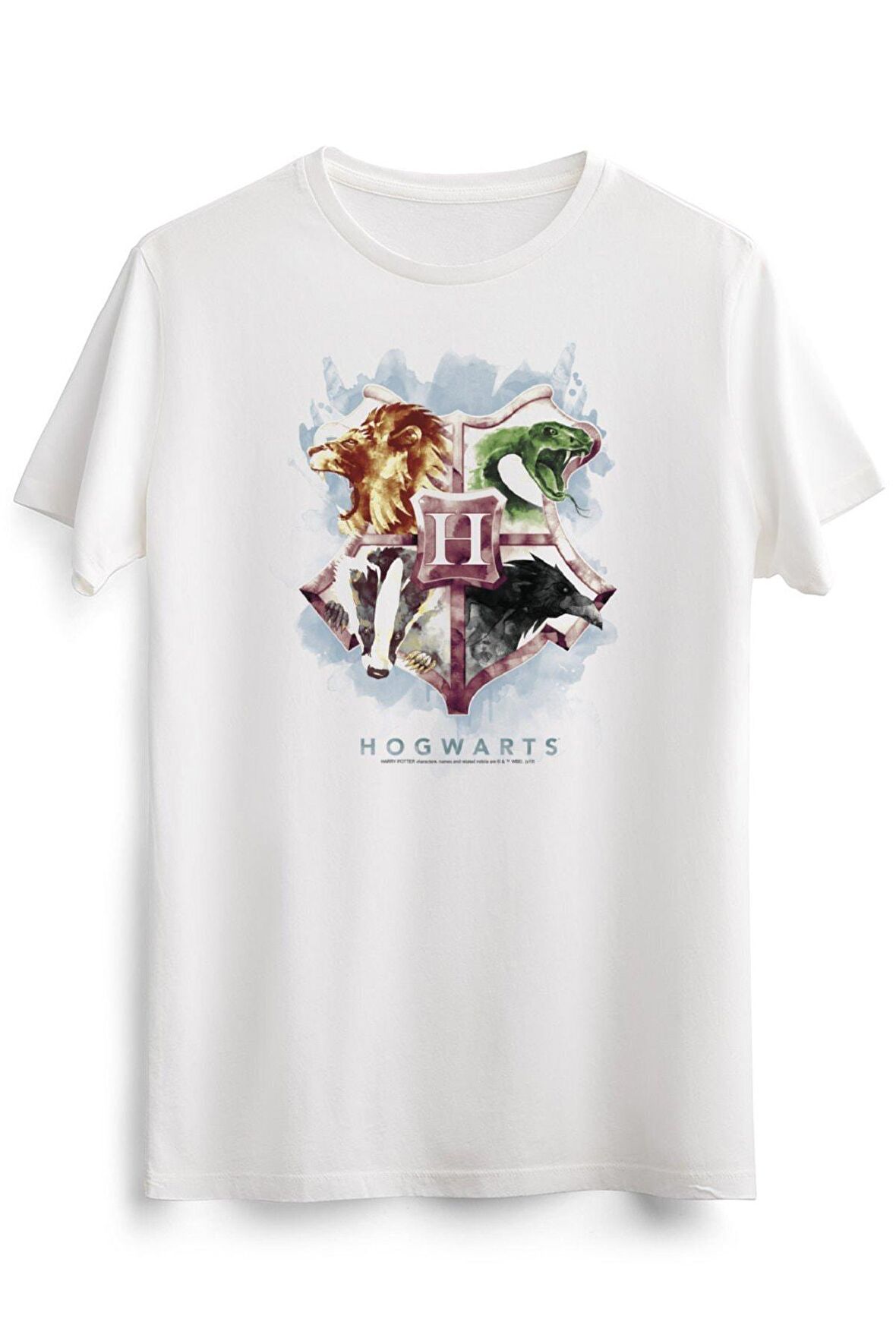 Erkek Beyaz Harry Potter Hogwarts Crest Watercolor