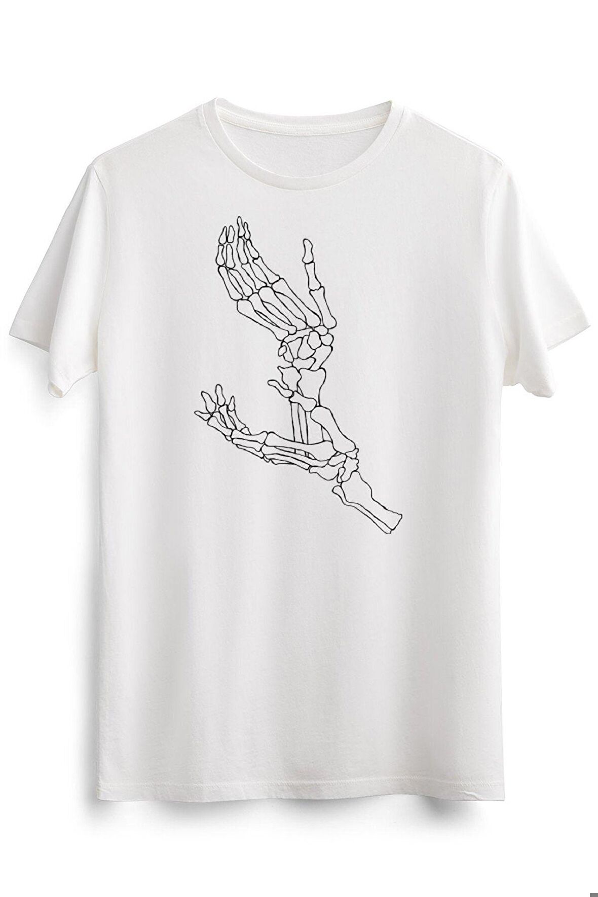 Erkek Beyaz Meanwhile Skeleton Hands Halloween