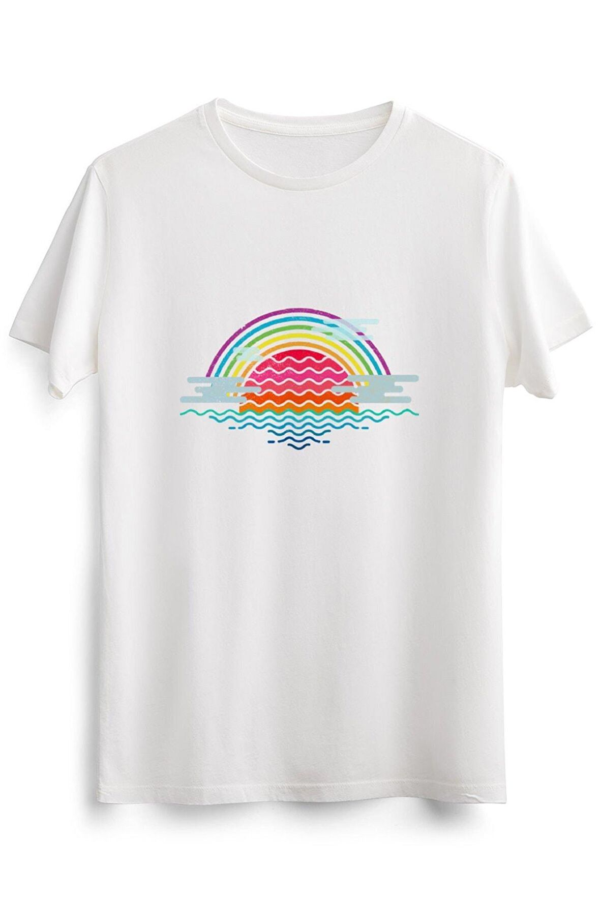 Erkek Beyaz Rainbow And The Sea Sunrise